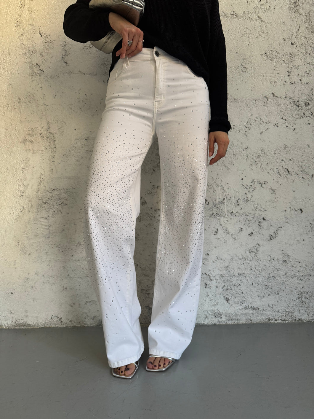 jeans white strass