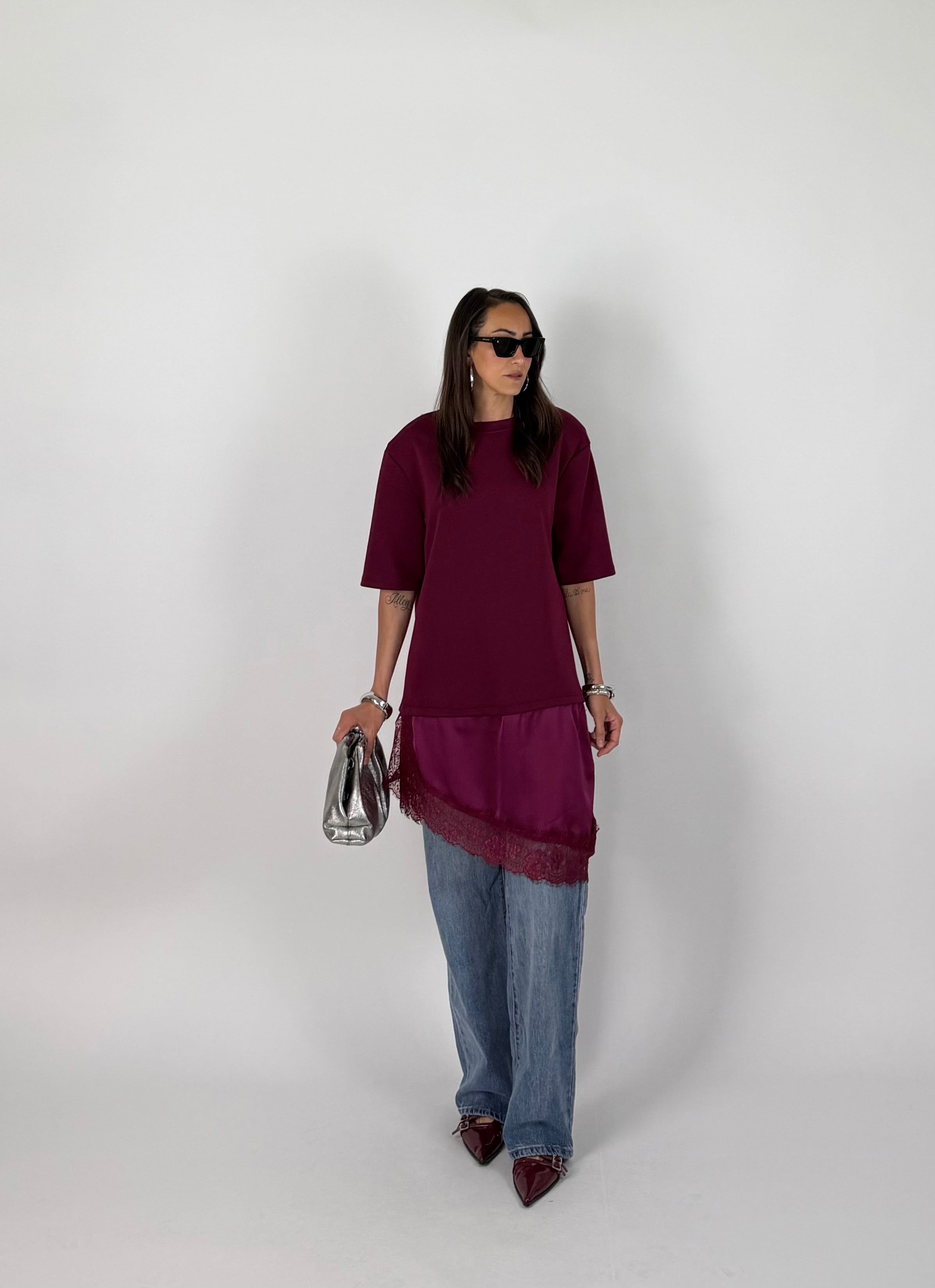 T-SHIRT DRESS BORDEAUX
