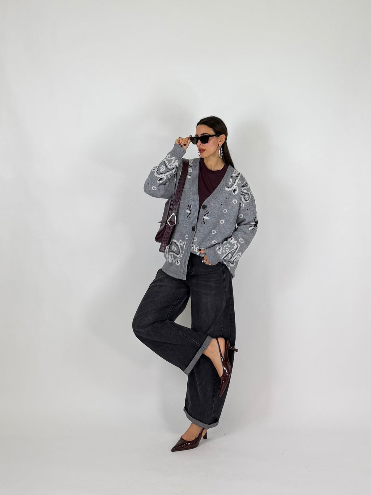 CARDIGAN BANDANA GRIGIO