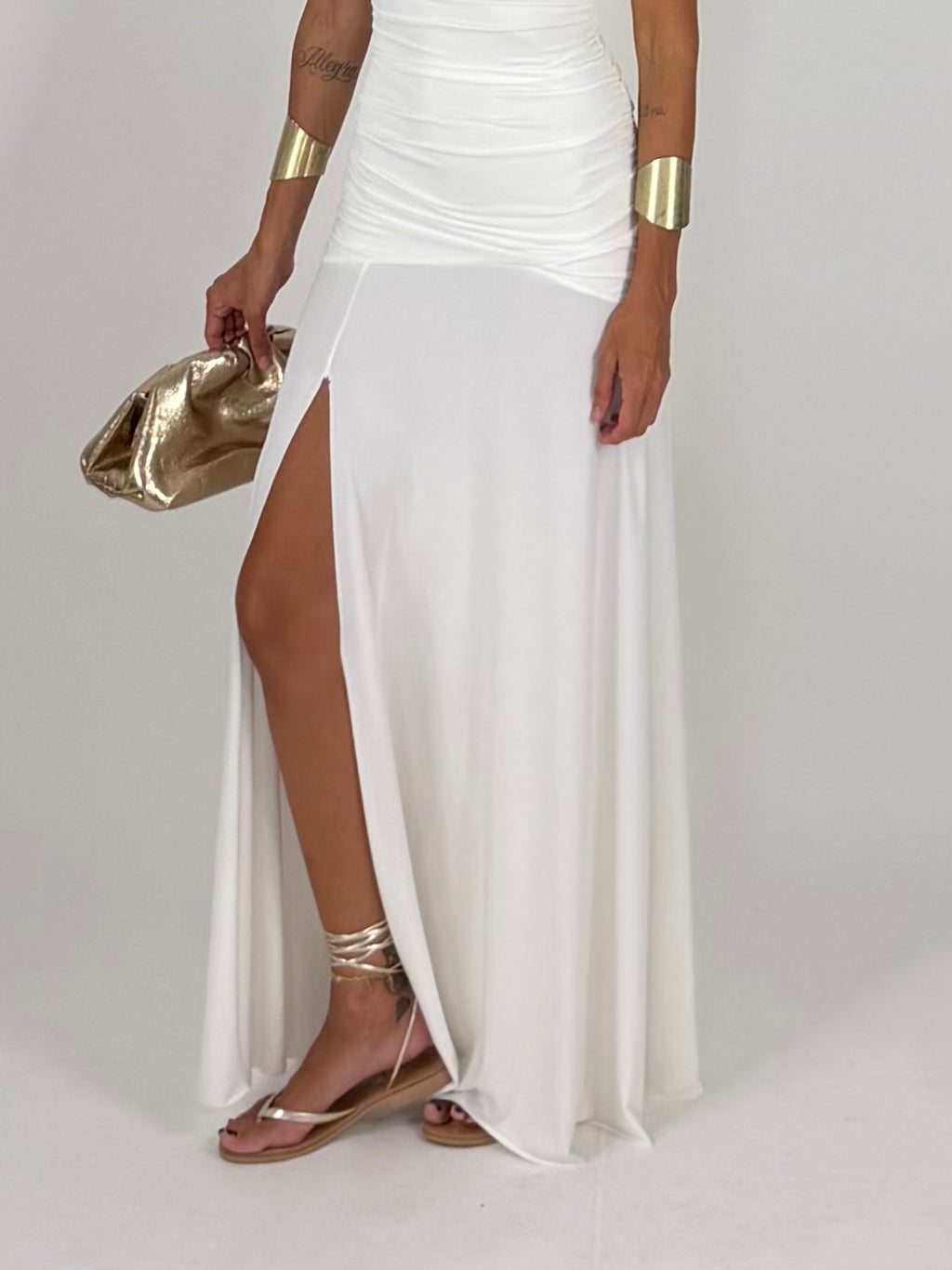 LONG DRESS DRAPE BIANCO