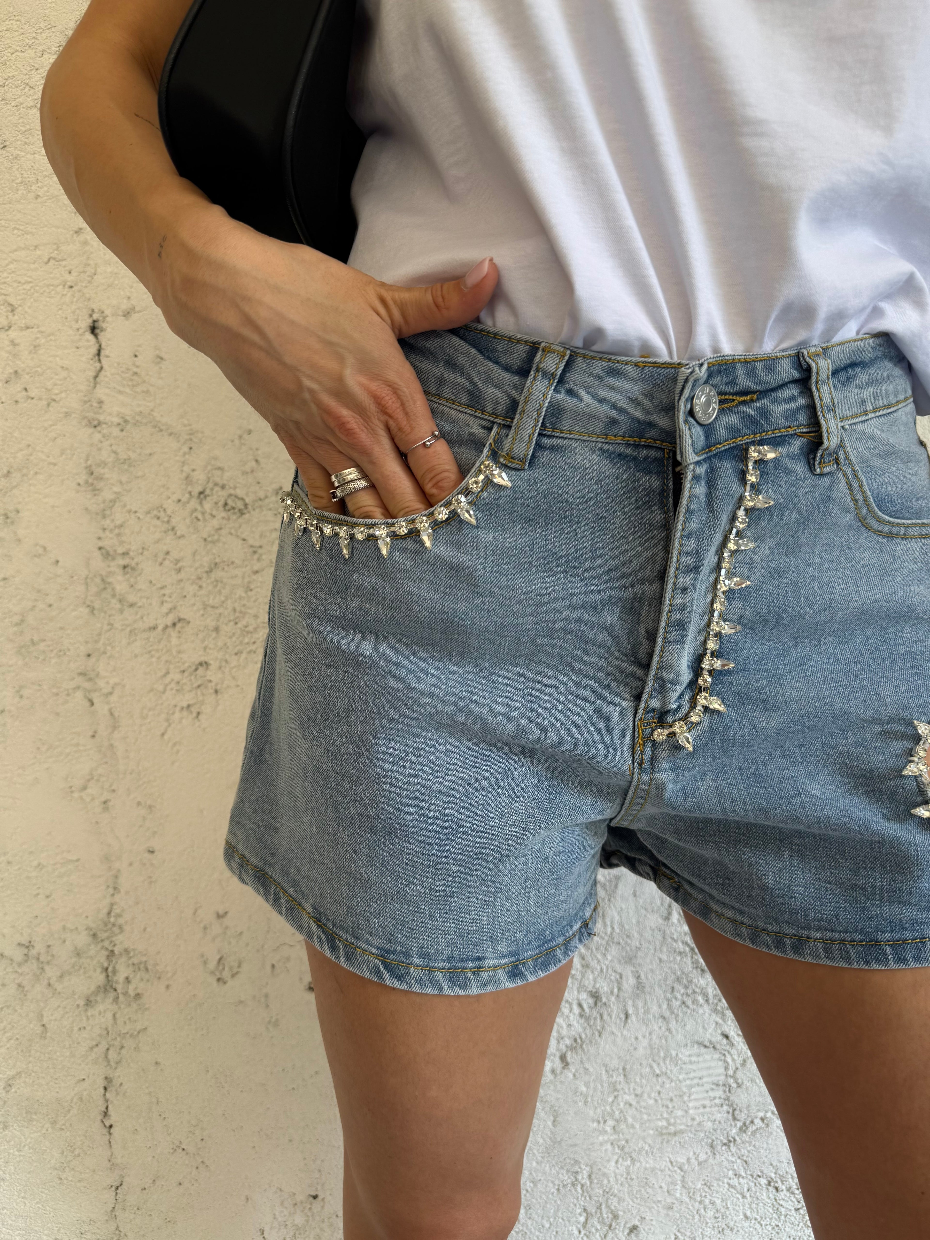 SHORTS HEART STRASS