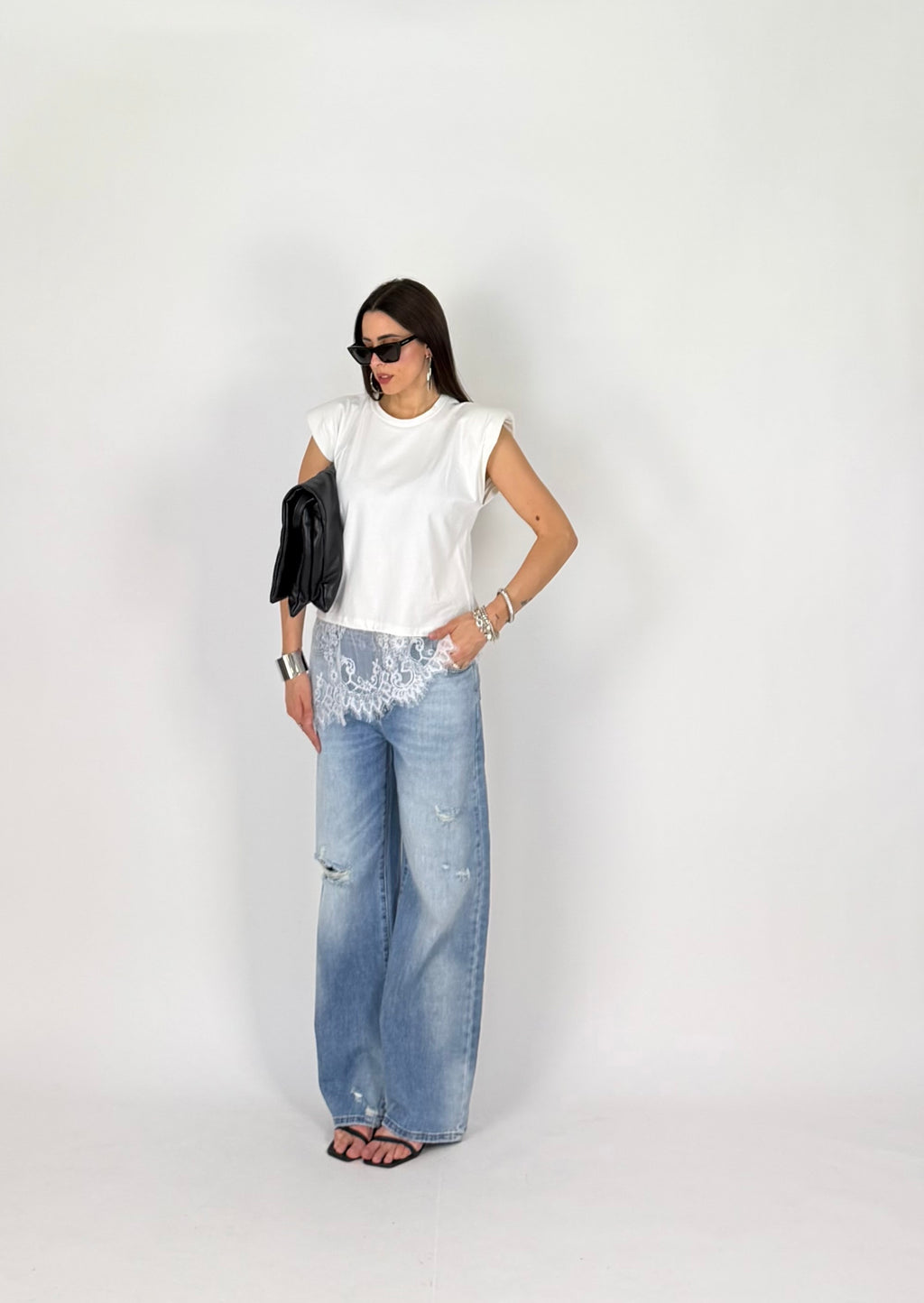 MAGLIA SHOL LACE BIANCA