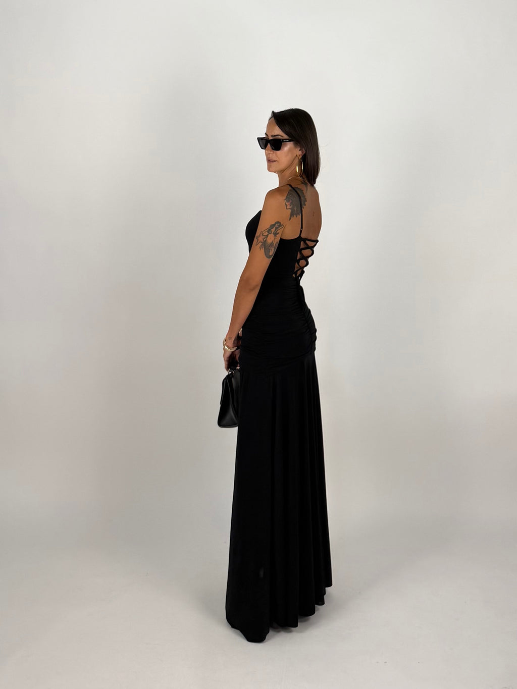 LONG DRESS DRAPE NERO