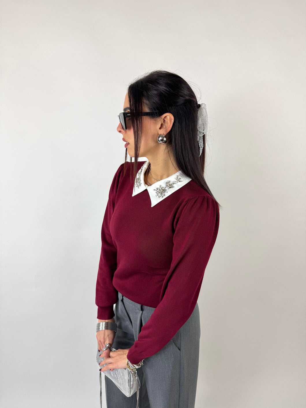 PULL CHIC BORDEAUX