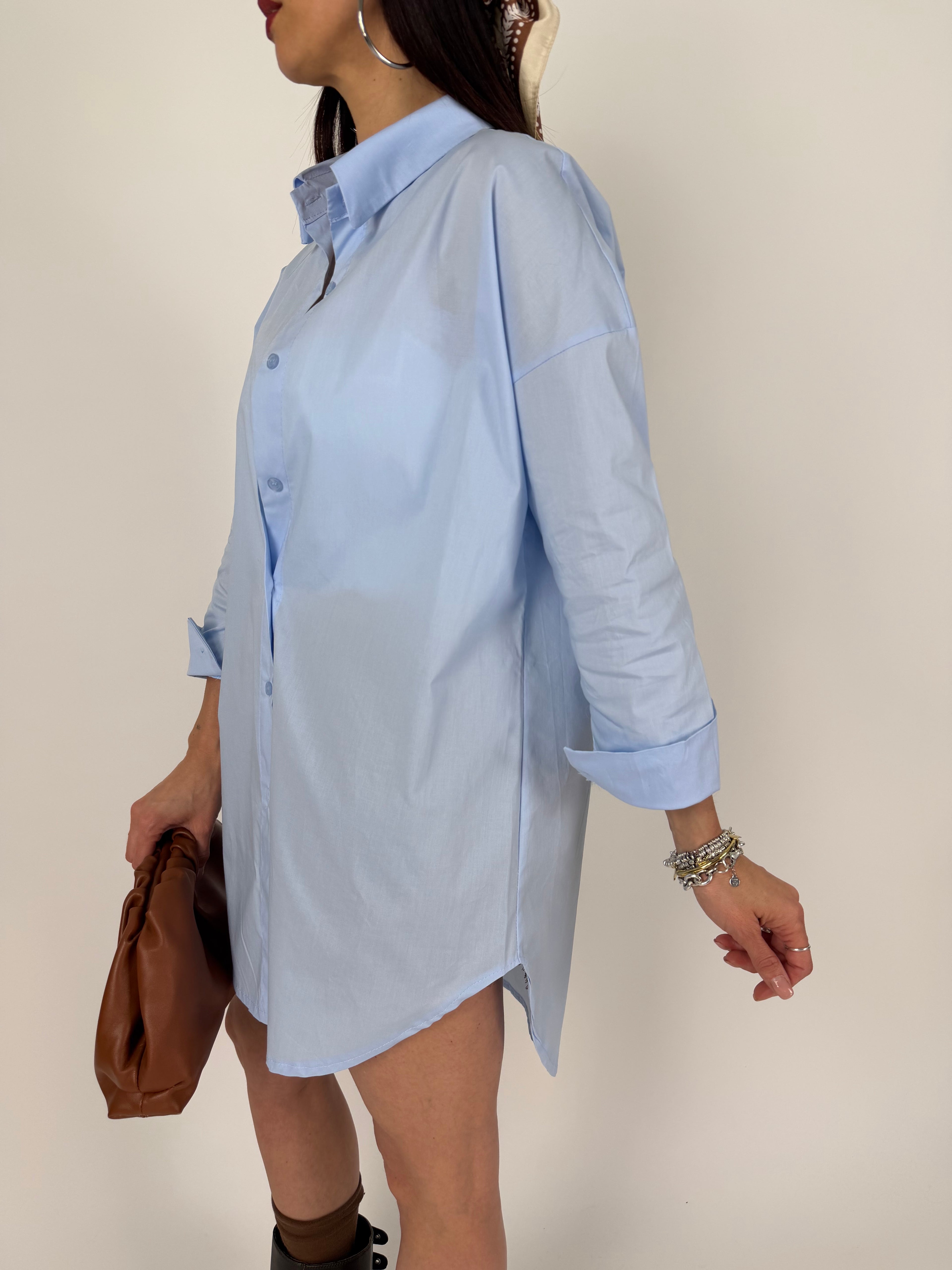 LONGLINE SHIRT AZZURRA
