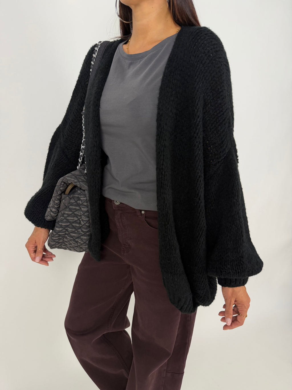 MAXI CARDIGAN NERO