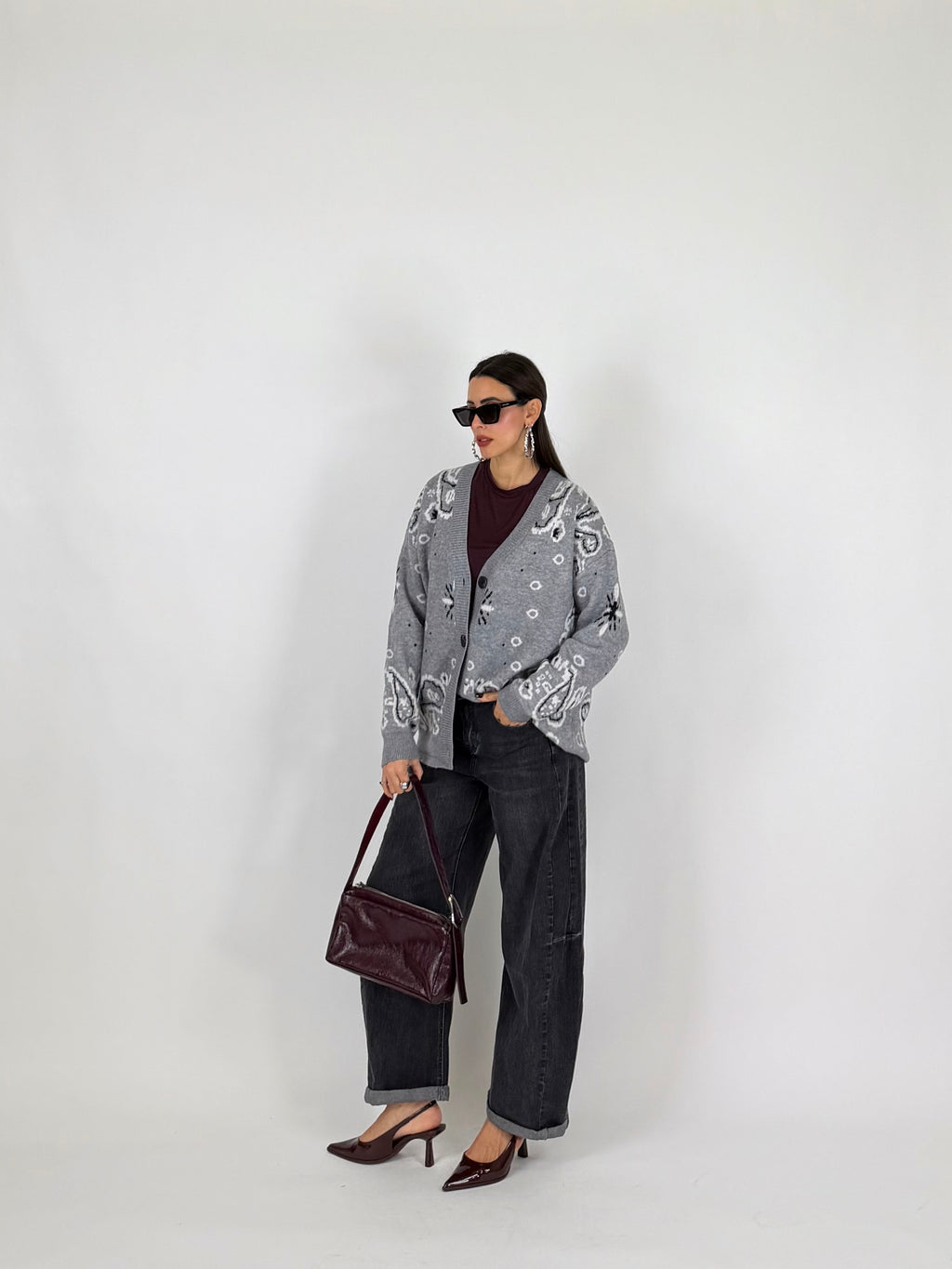 CARDIGAN BANDANA GRIGIO