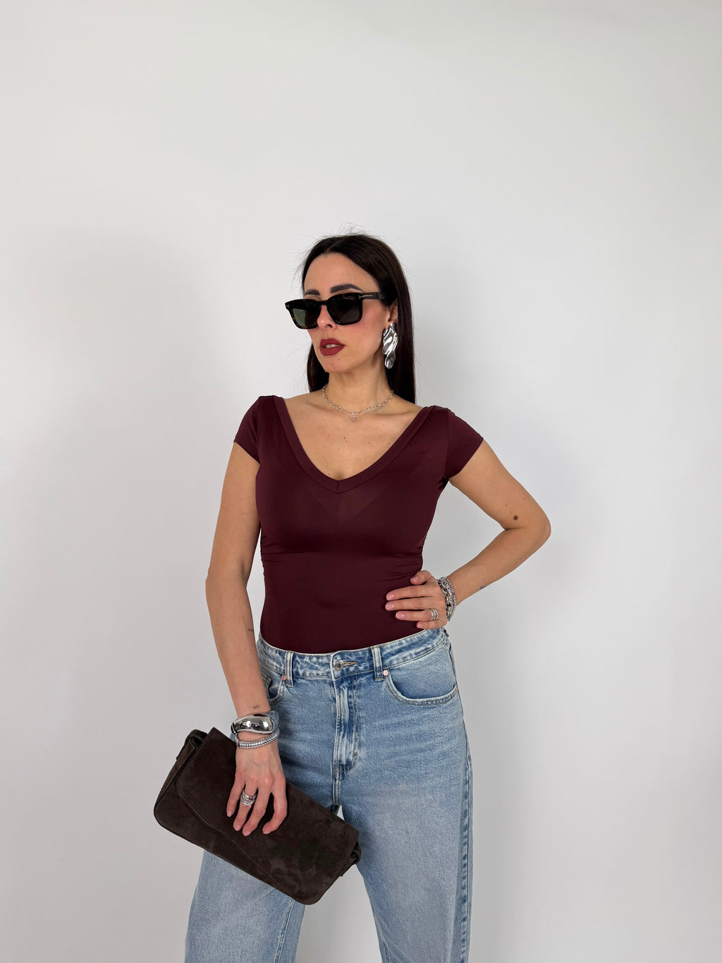 T-SHIRT DOUBLE NECK VINO