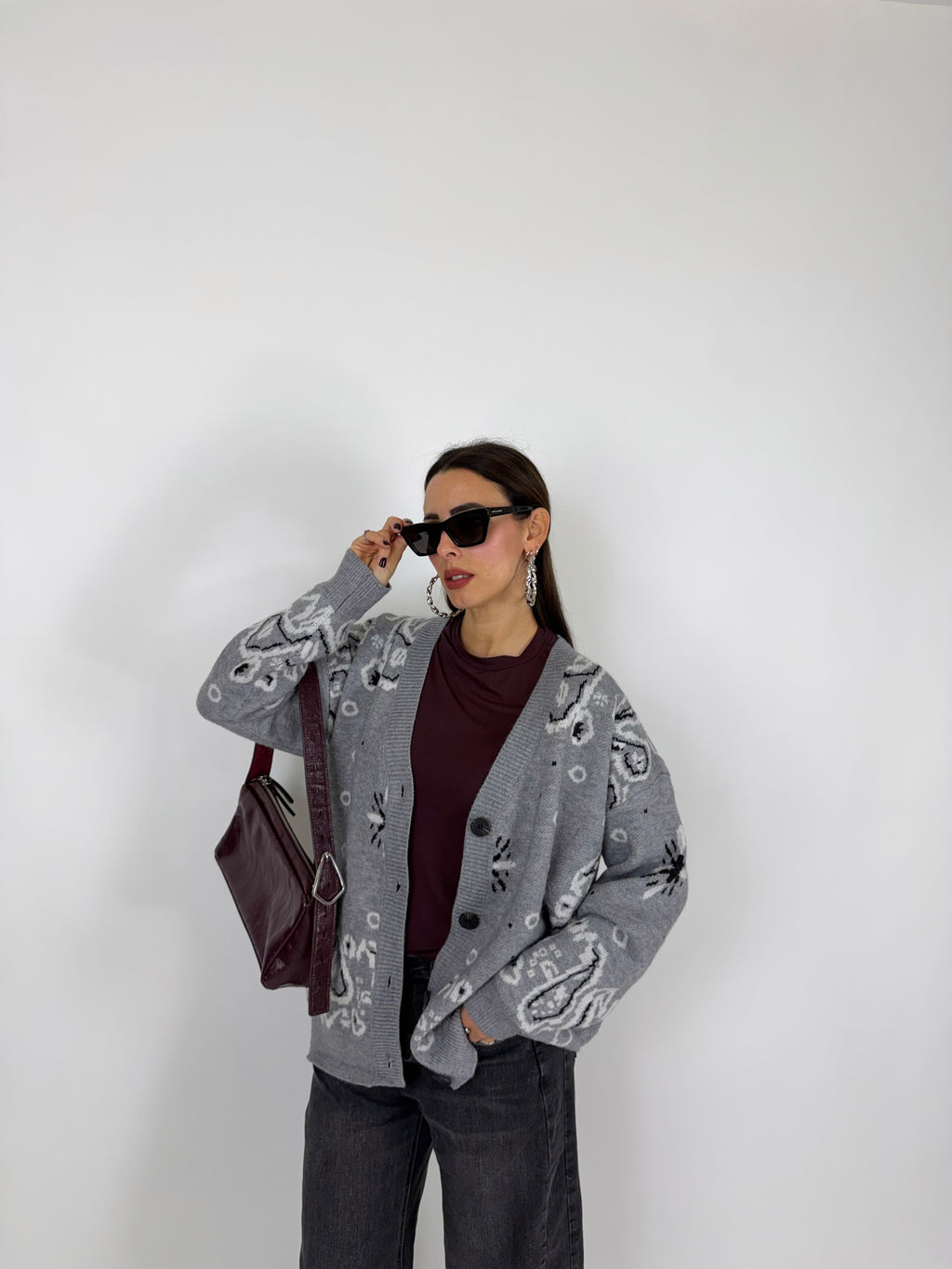 CARDIGAN BANDANA GRIGIO
