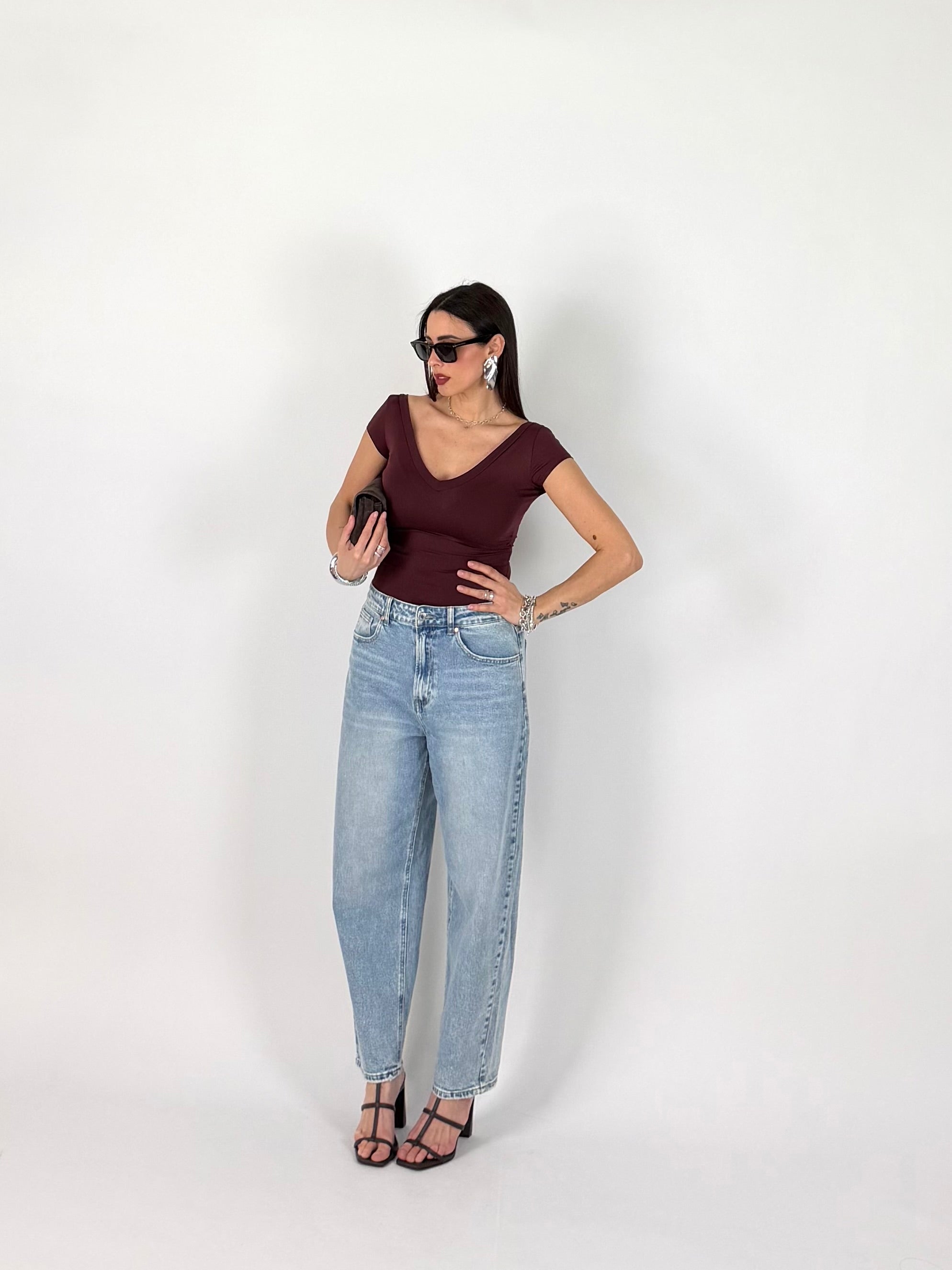 T-SHIRT DOUBLE NECK VINO