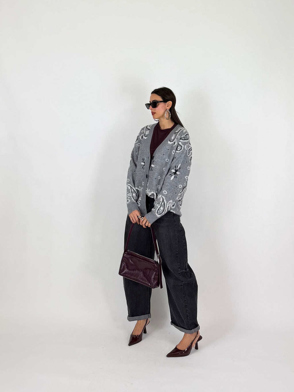 CARDIGAN BANDANA GRIGIO