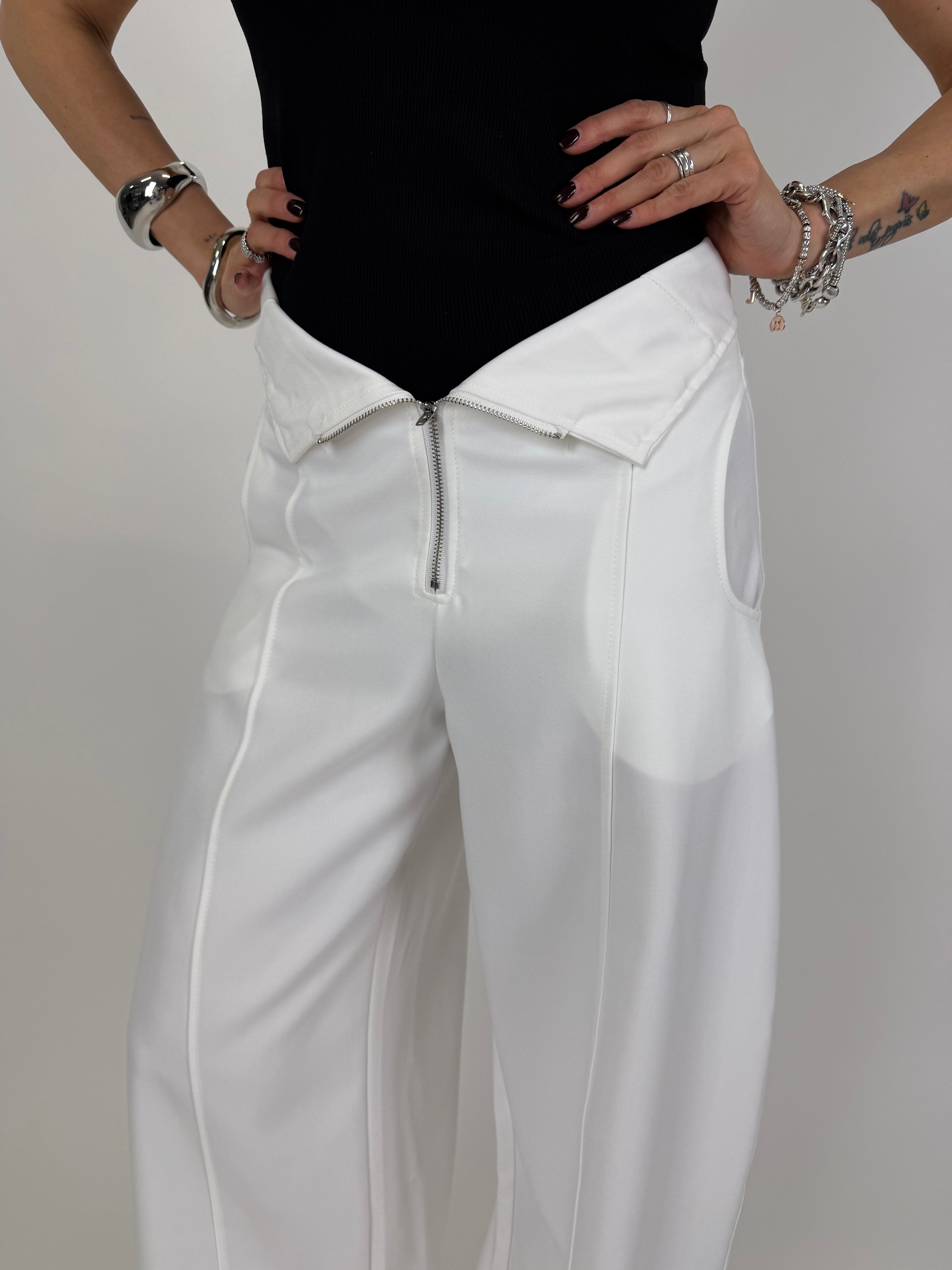 PANTA ZIP BIANCO