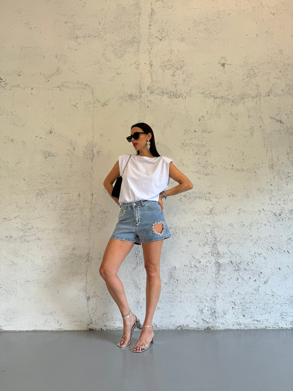 SHORTS HEART STRASS