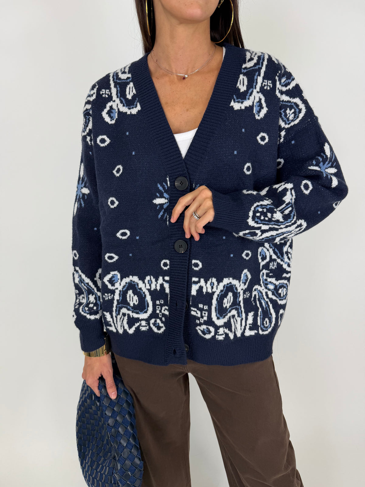 CARDIGAN BANDANA BLU