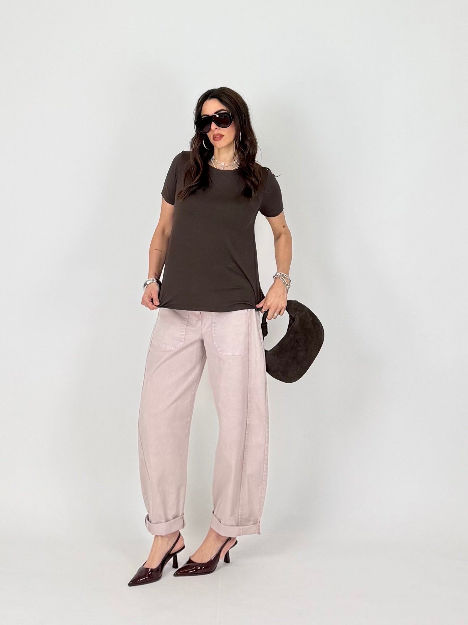 T-SHIRT VISCOSA MOKA