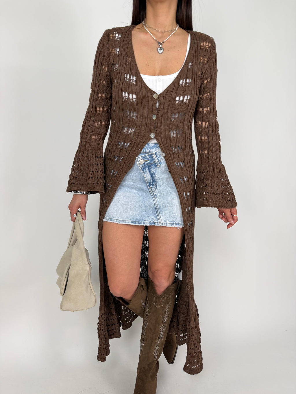 CARDIGAN MACRAMÉ CHOCO