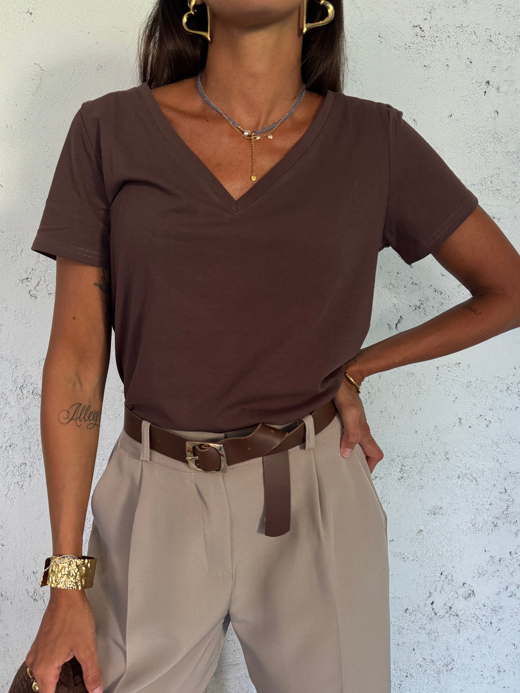 T-SHIRT LOW CUT CAFFÈ
