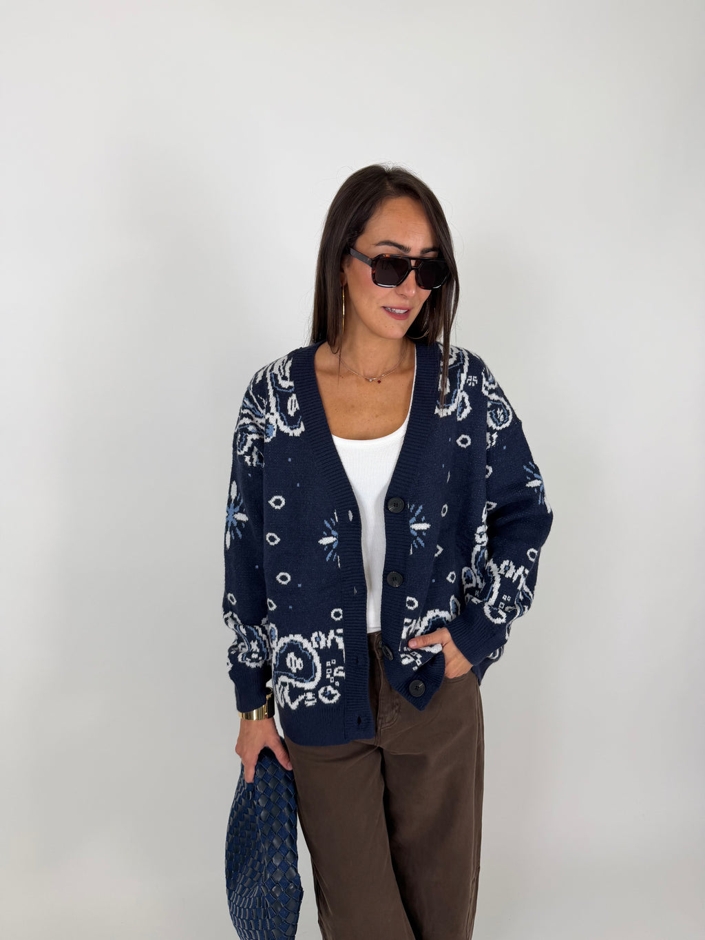 CARDIGAN BANDANA BLU