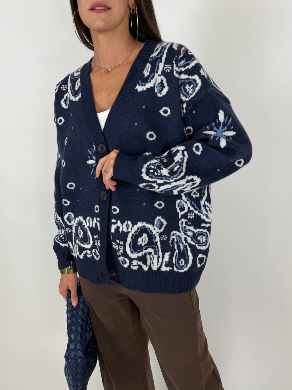 CARDIGAN BANDANA BLU