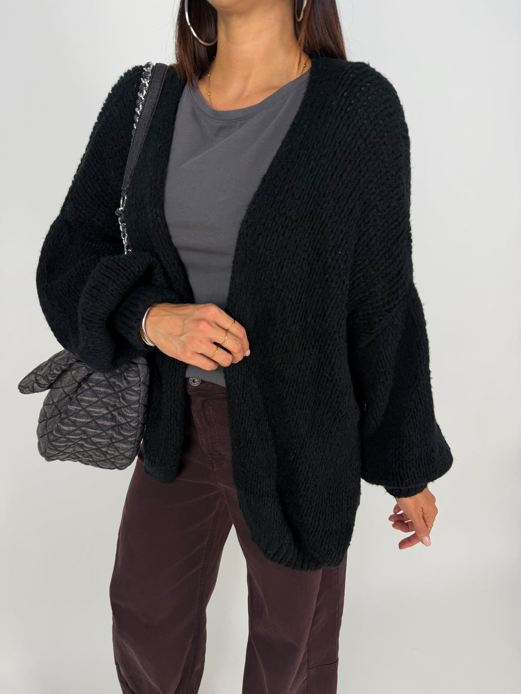 MAXI CARDIGAN NERO