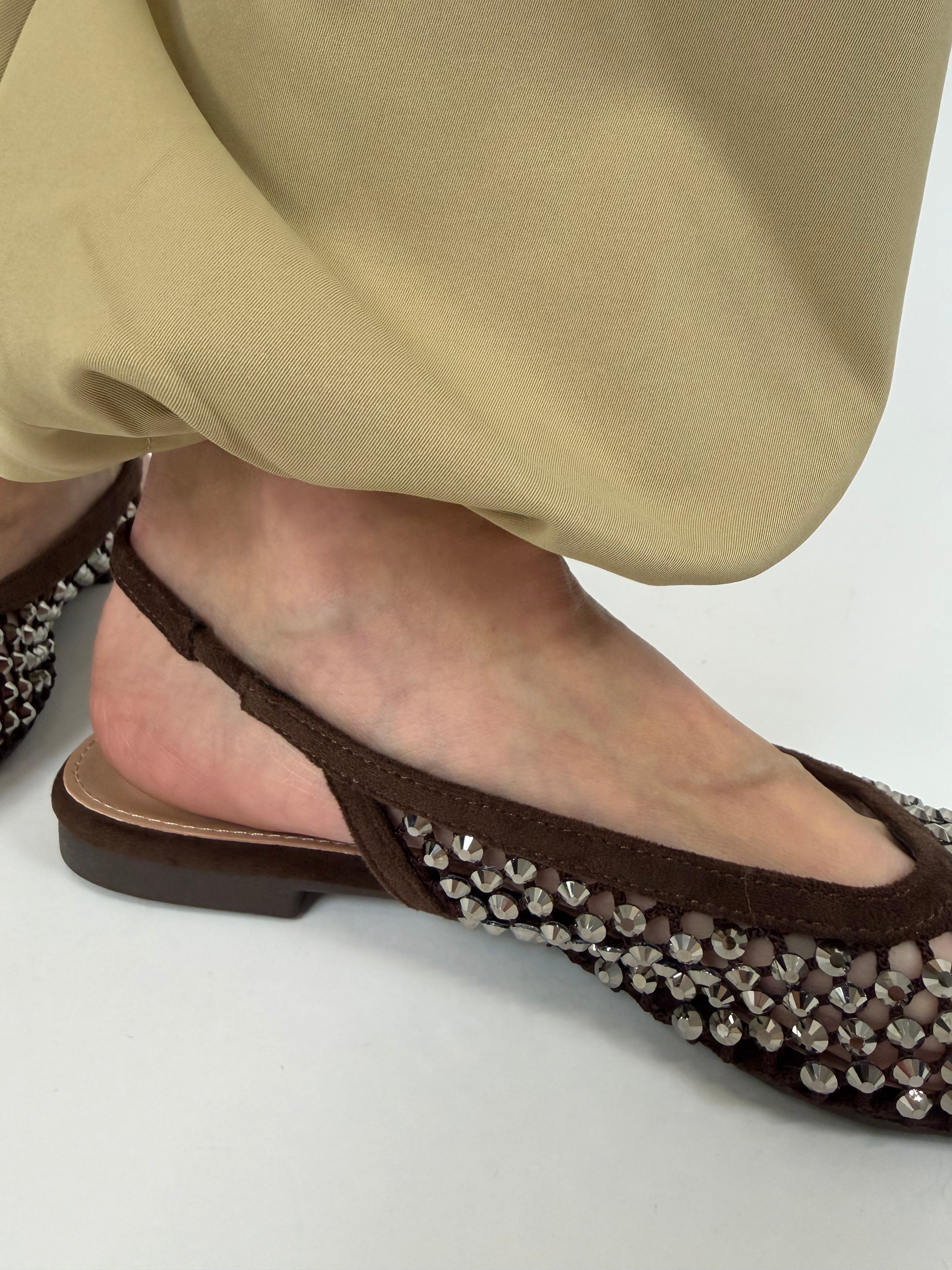 SLINGBACK CHOCO SHINE
