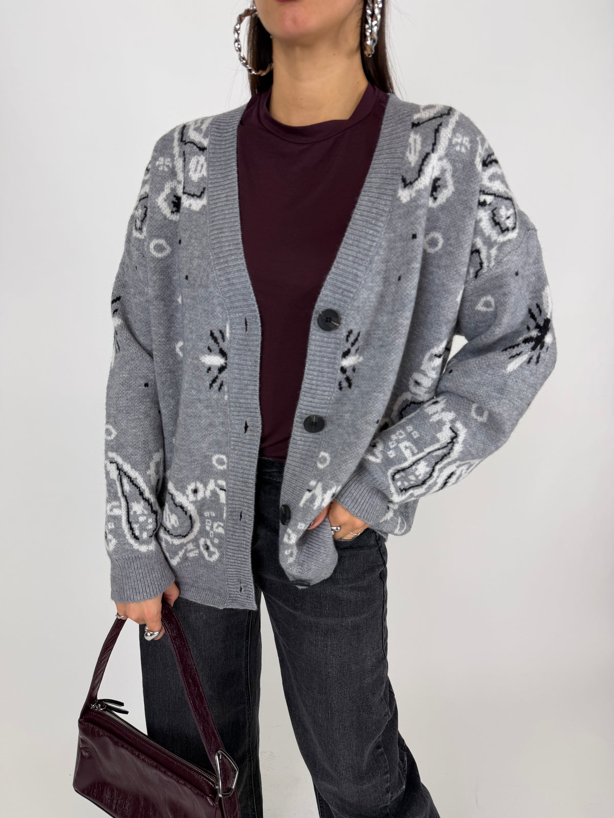 CARDIGAN BANDANA GRIGIO