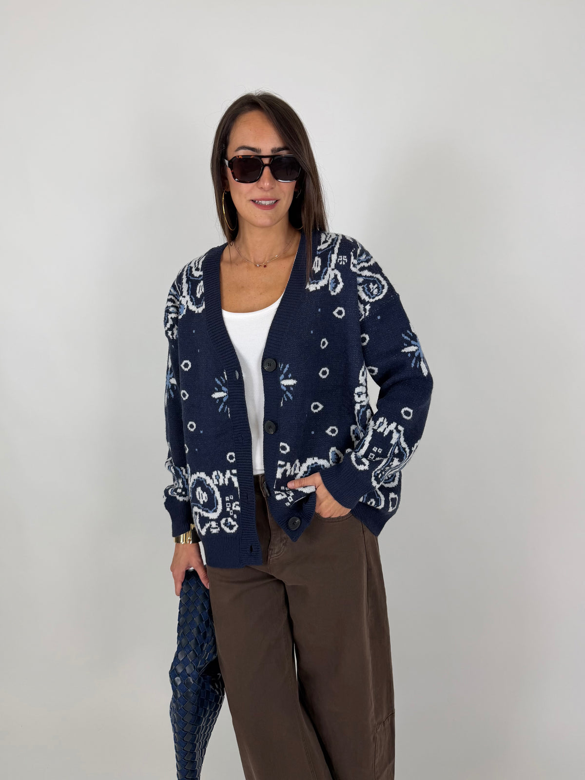 CARDIGAN BANDANA BLU