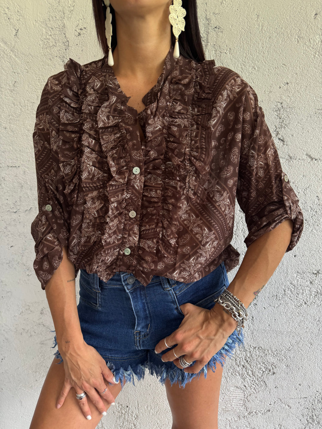 SHIRT PAISLEY ROUCHES