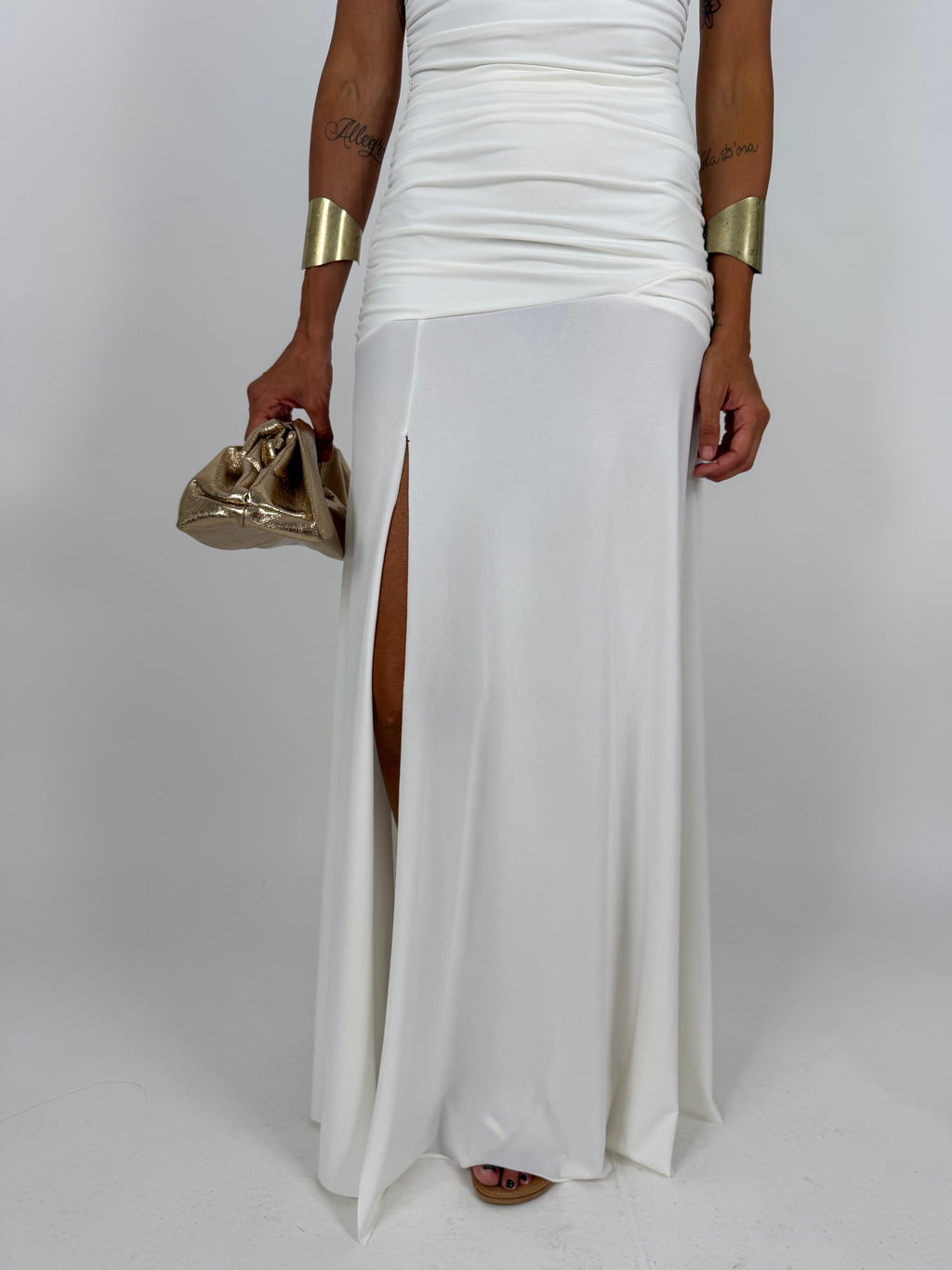 LONG DRESS DRAPE BIANCO