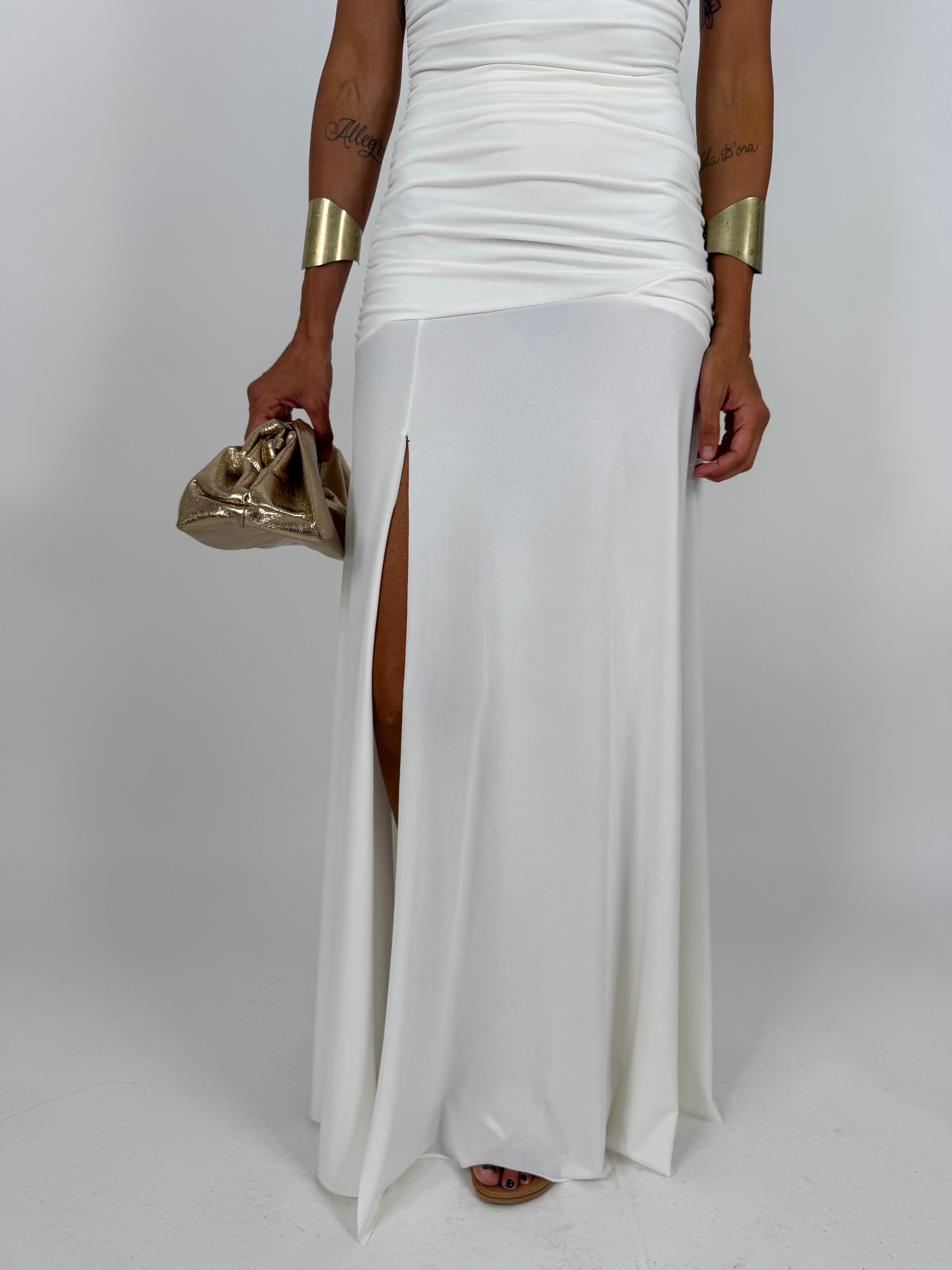 LONG DRESS DRAPE BIANCO