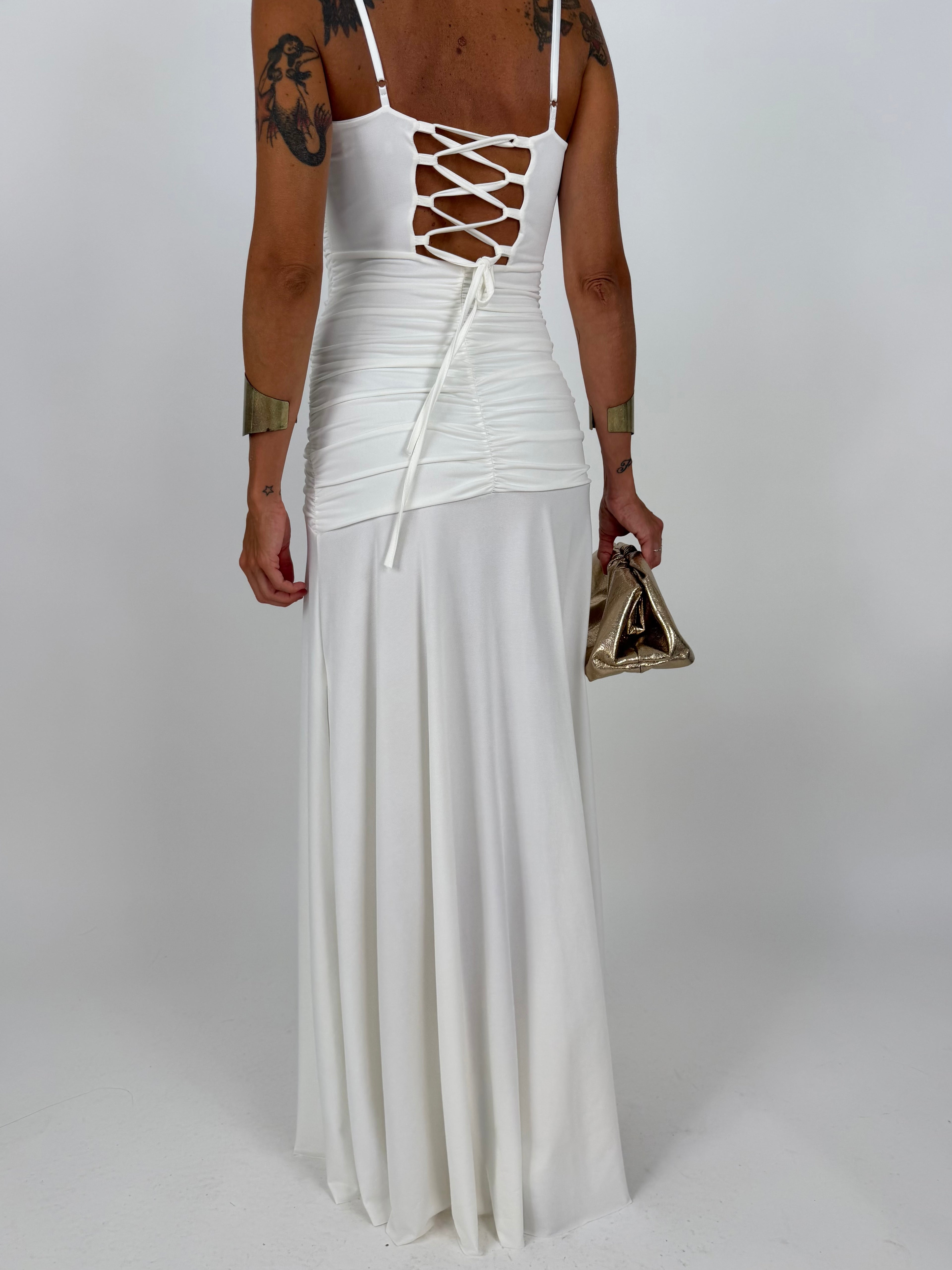 LONG DRESS DRAPE BIANCO