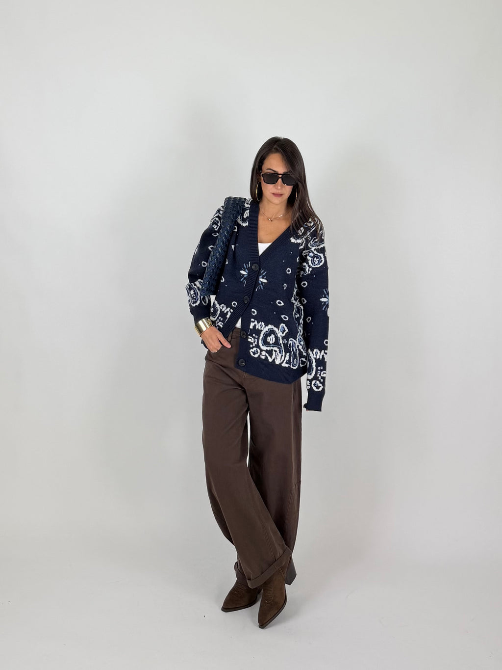 CARDIGAN BANDANA BLU