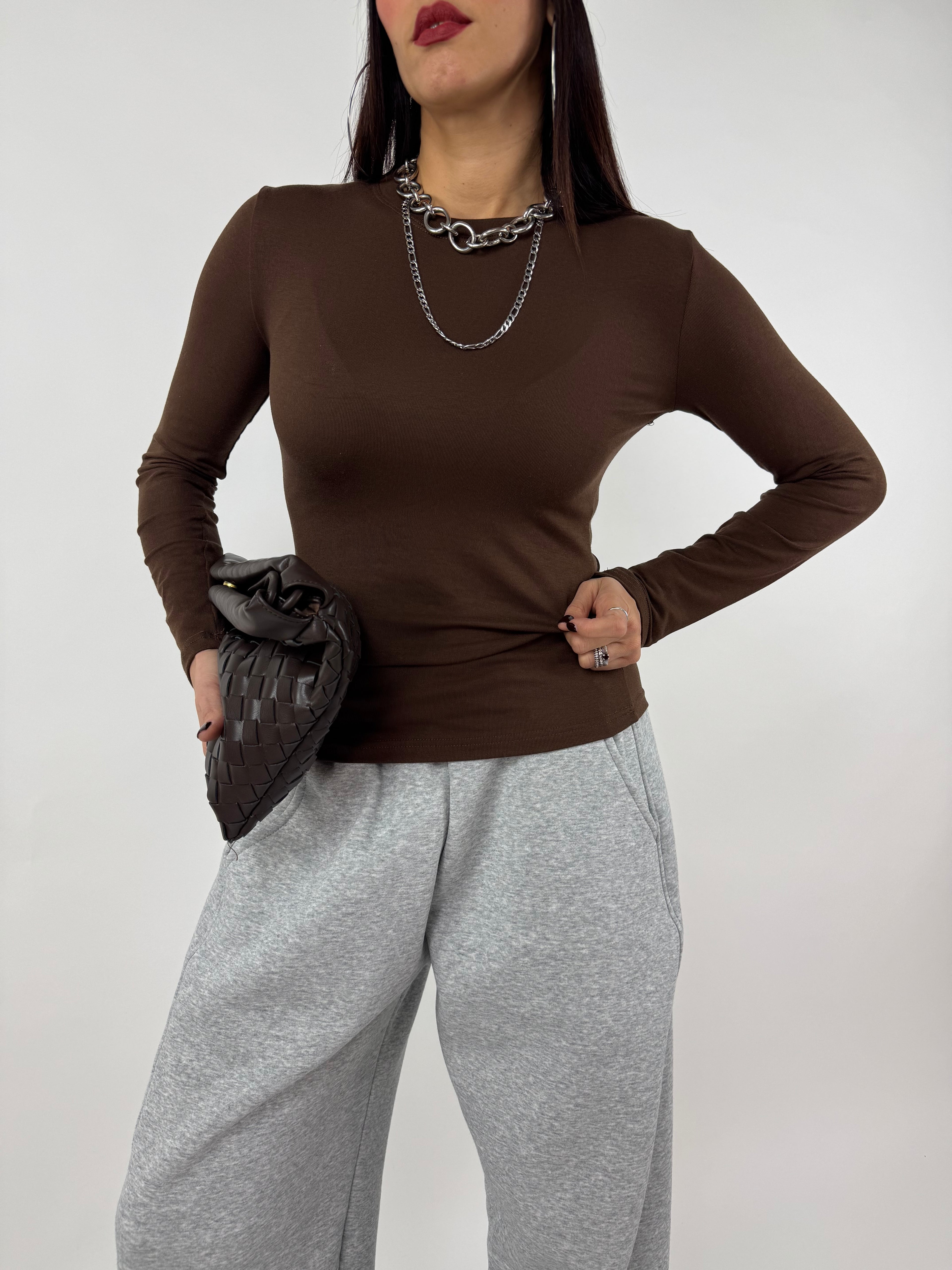 T-SHIRT BASIC LONG CACAO