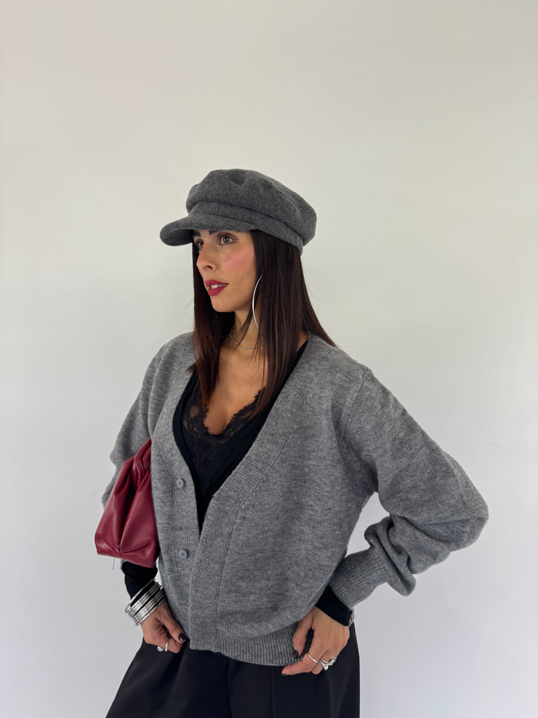 CARDIGAN BOTTON DOWN GRIGIO