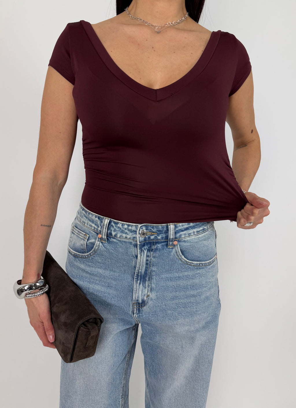 T-SHIRT DOUBLE NECK VINO