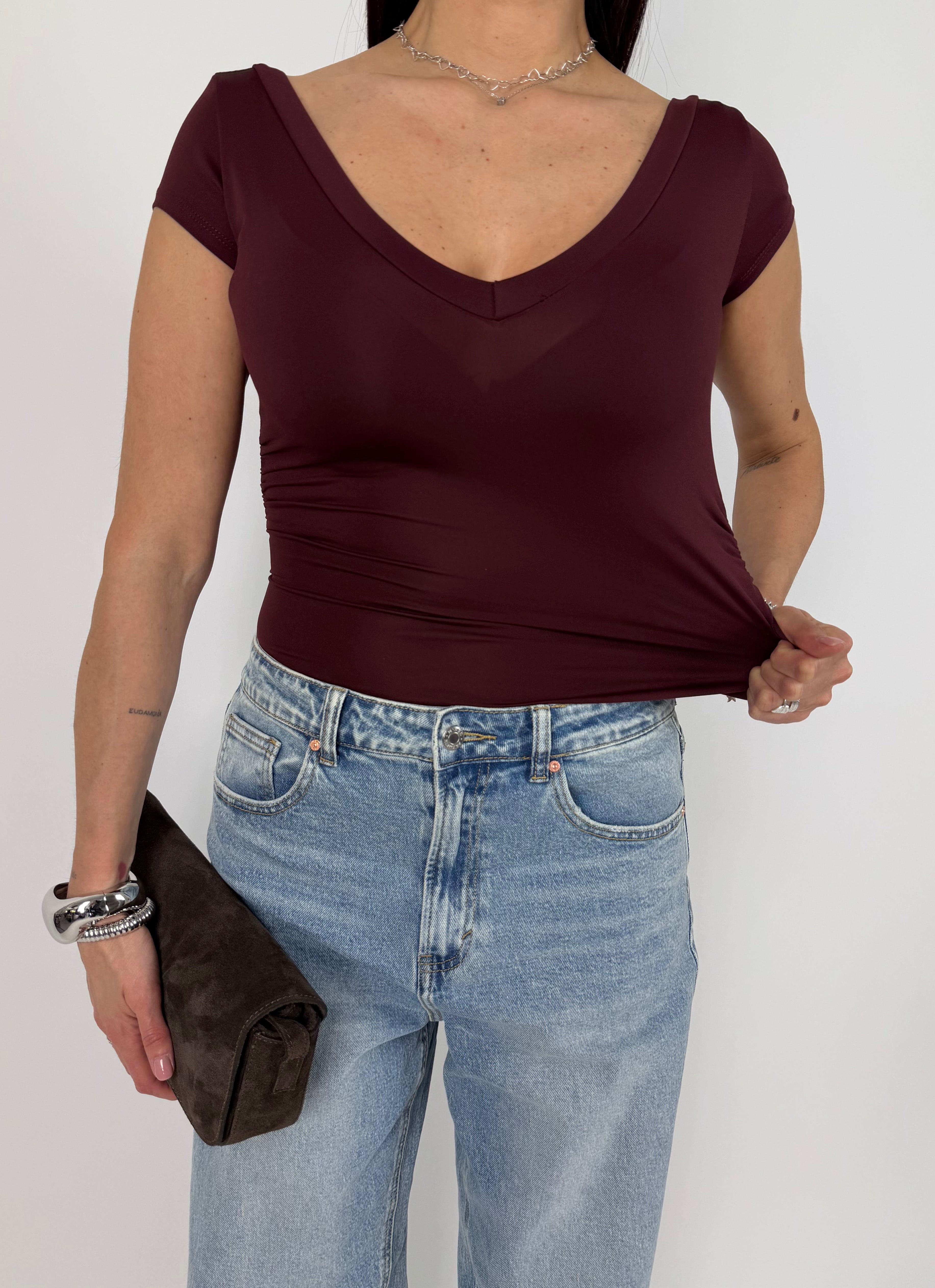 T-SHIRT DOUBLE NECK VINO