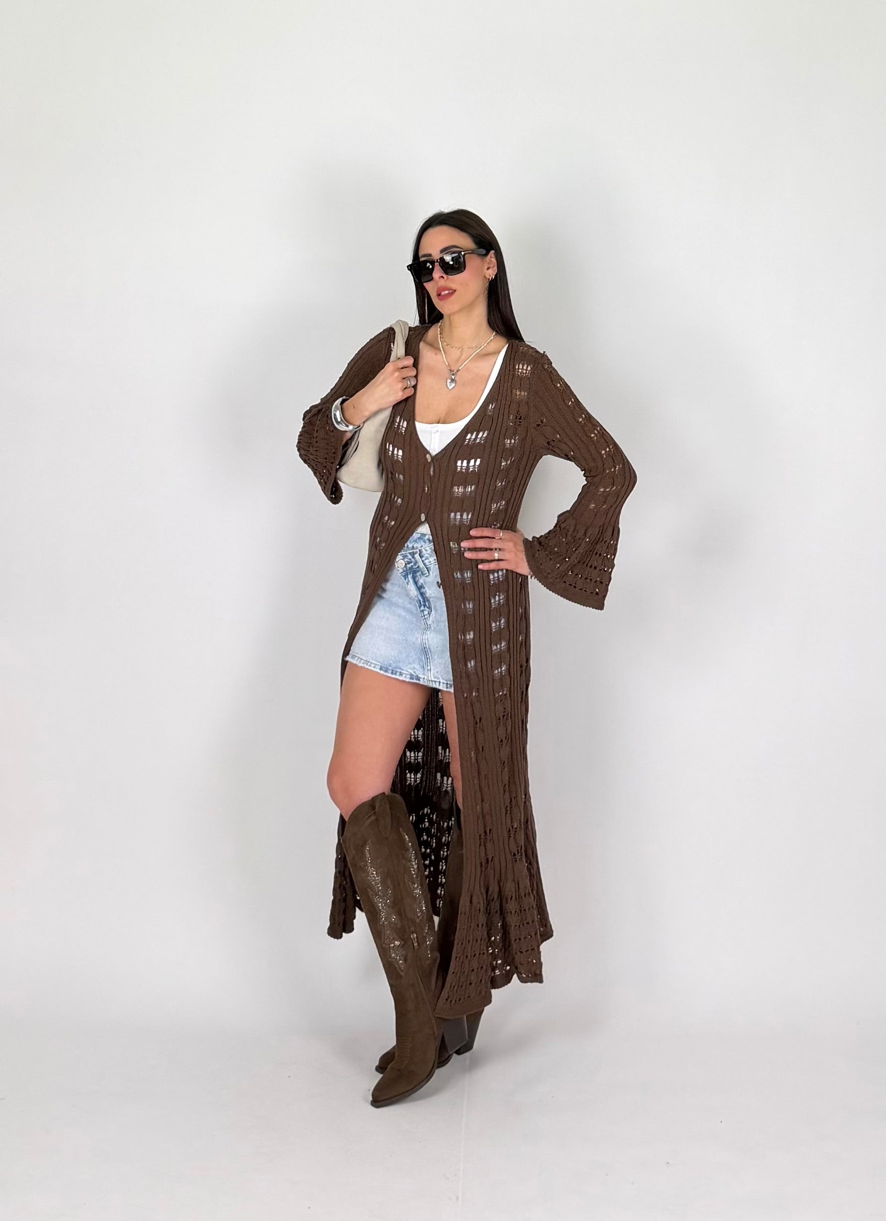 CARDIGAN MACRAMÉ CHOCO
