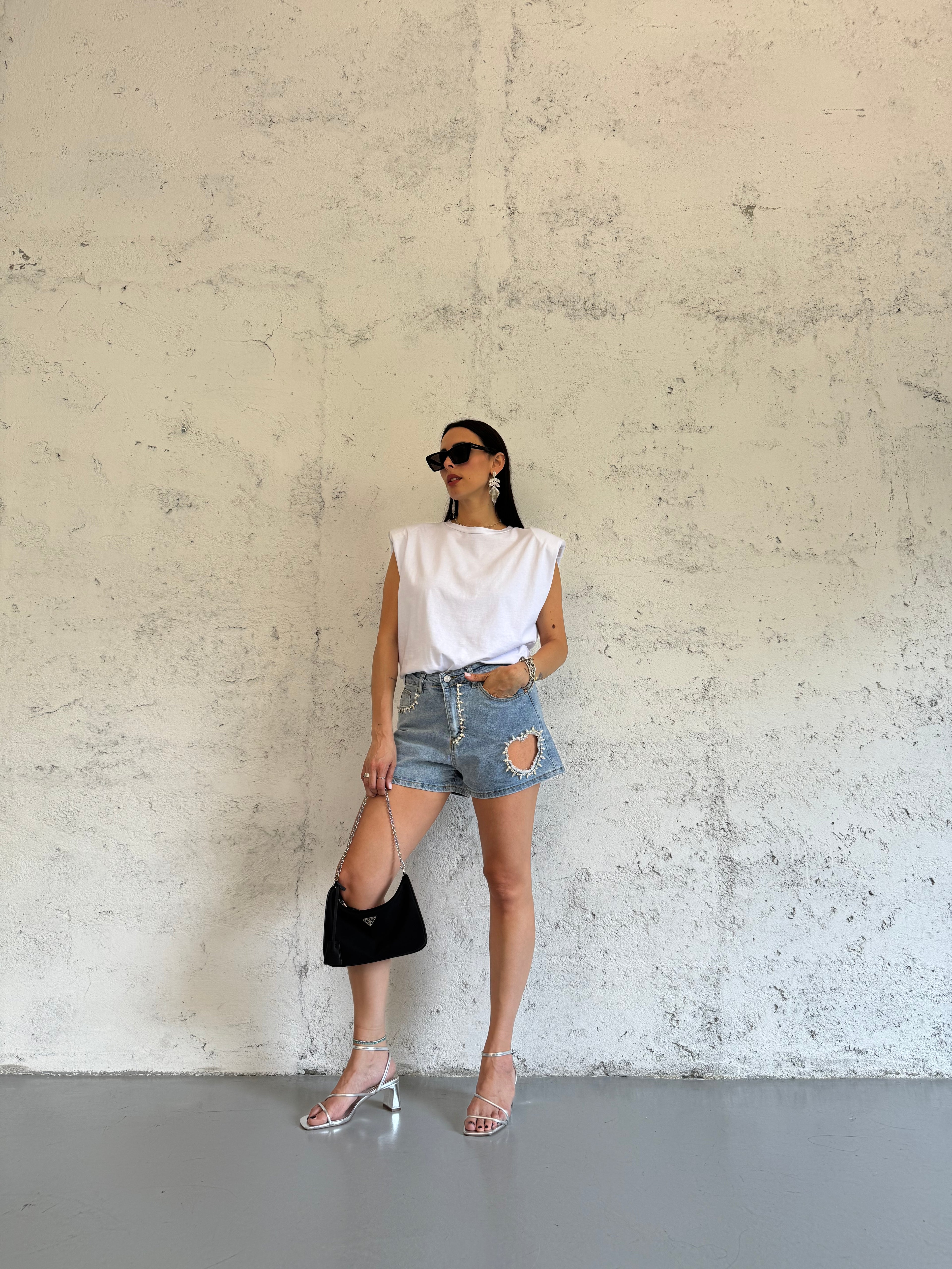SHORTS HEART STRASS