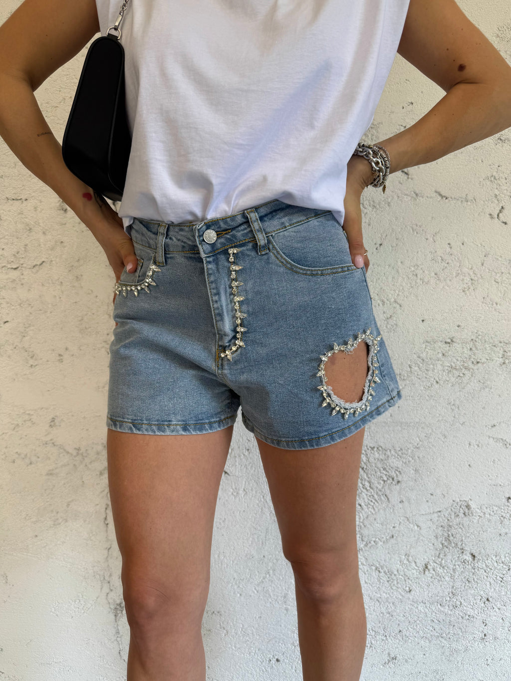 SHORTS HEART STRASS