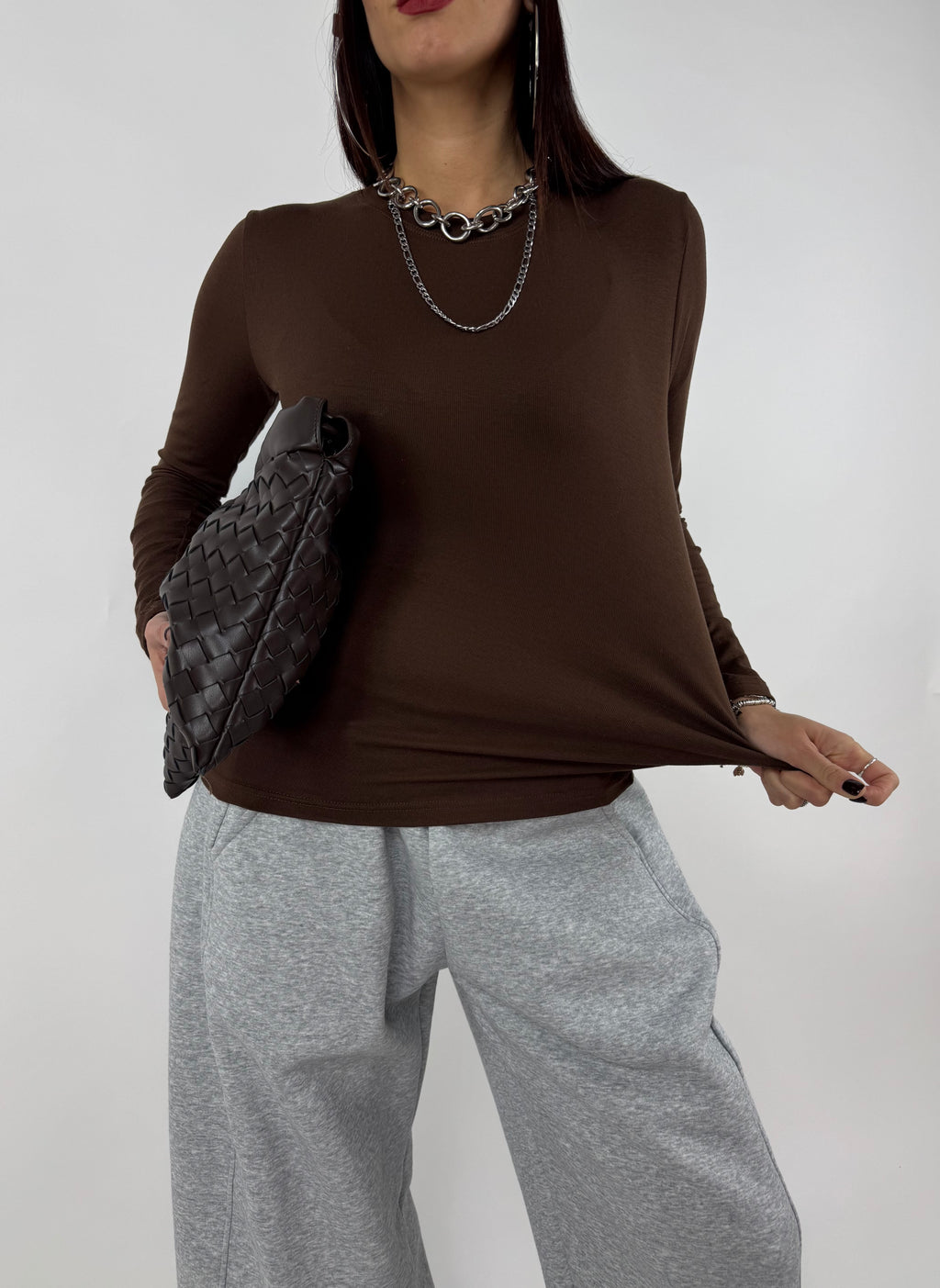 T-SHIRT BASIC LONG CACAO