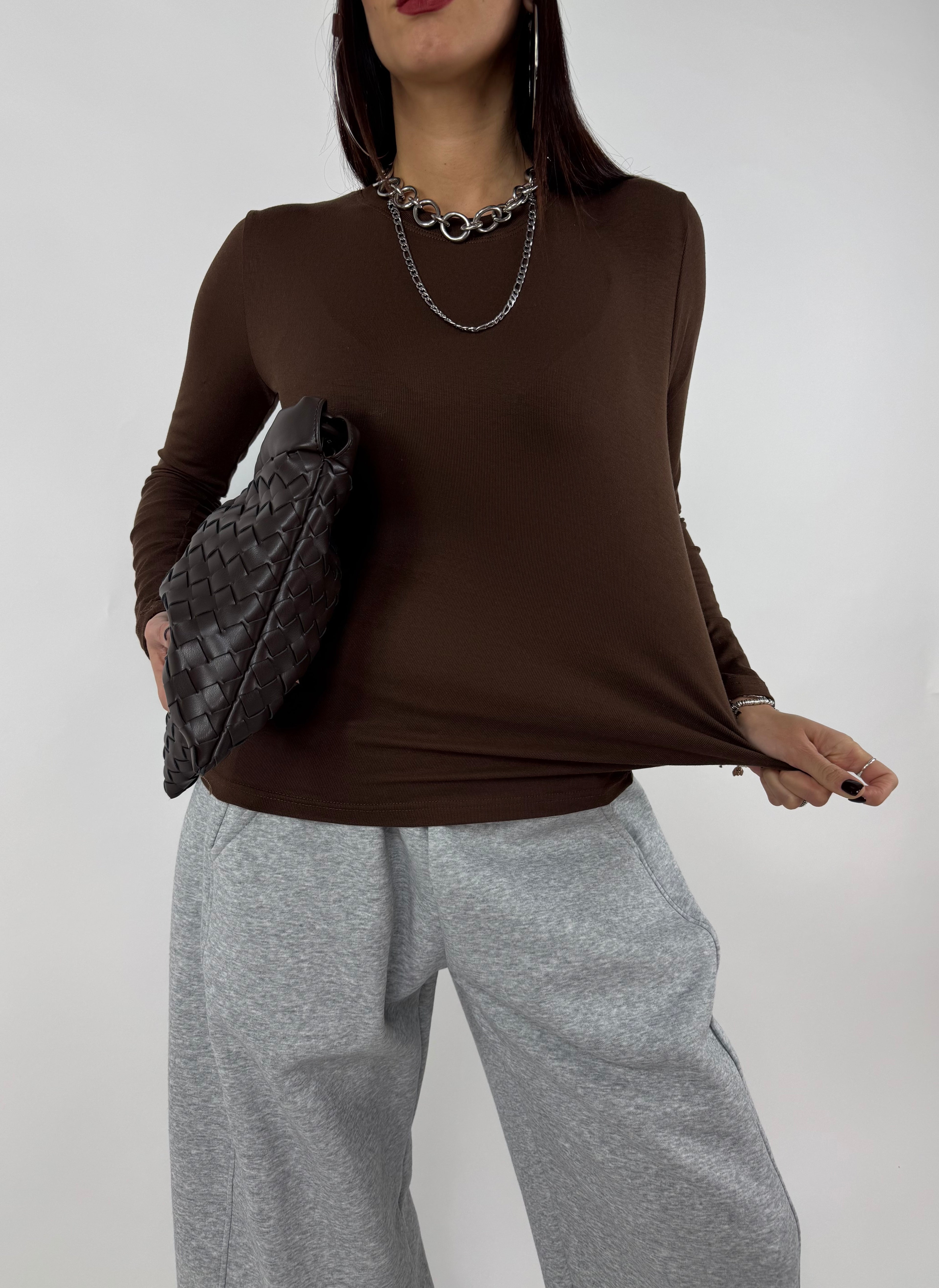 T-SHIRT BASIC LONG CACAO