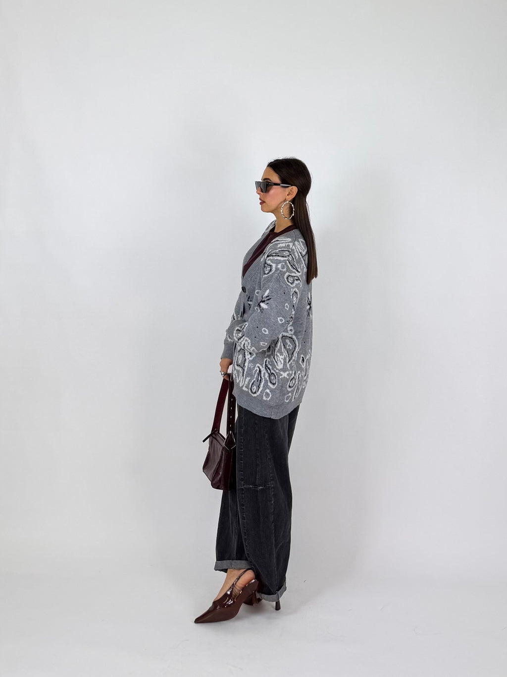 CARDIGAN BANDANA GRIGIO