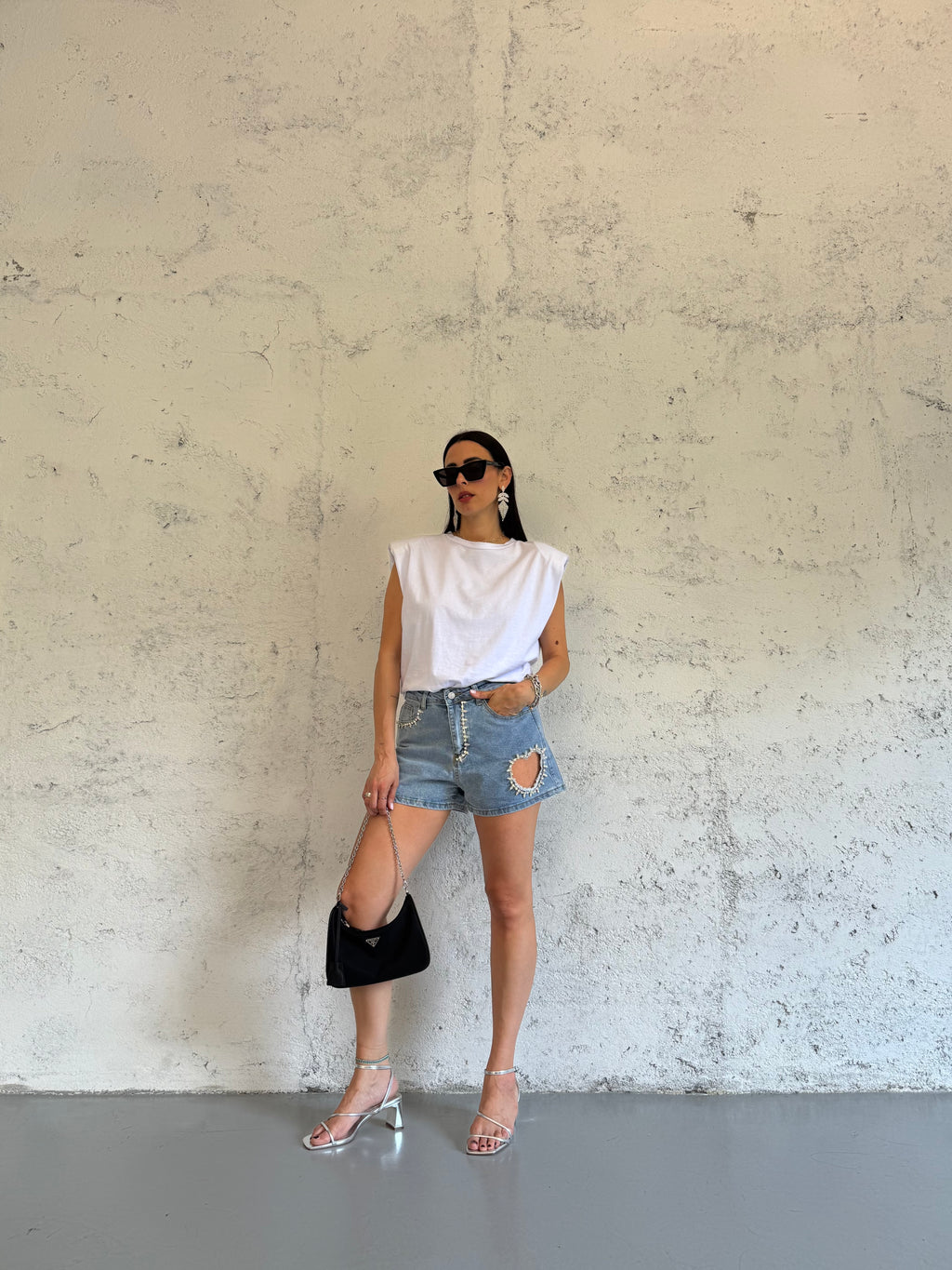 SHORTS HEART STRASS