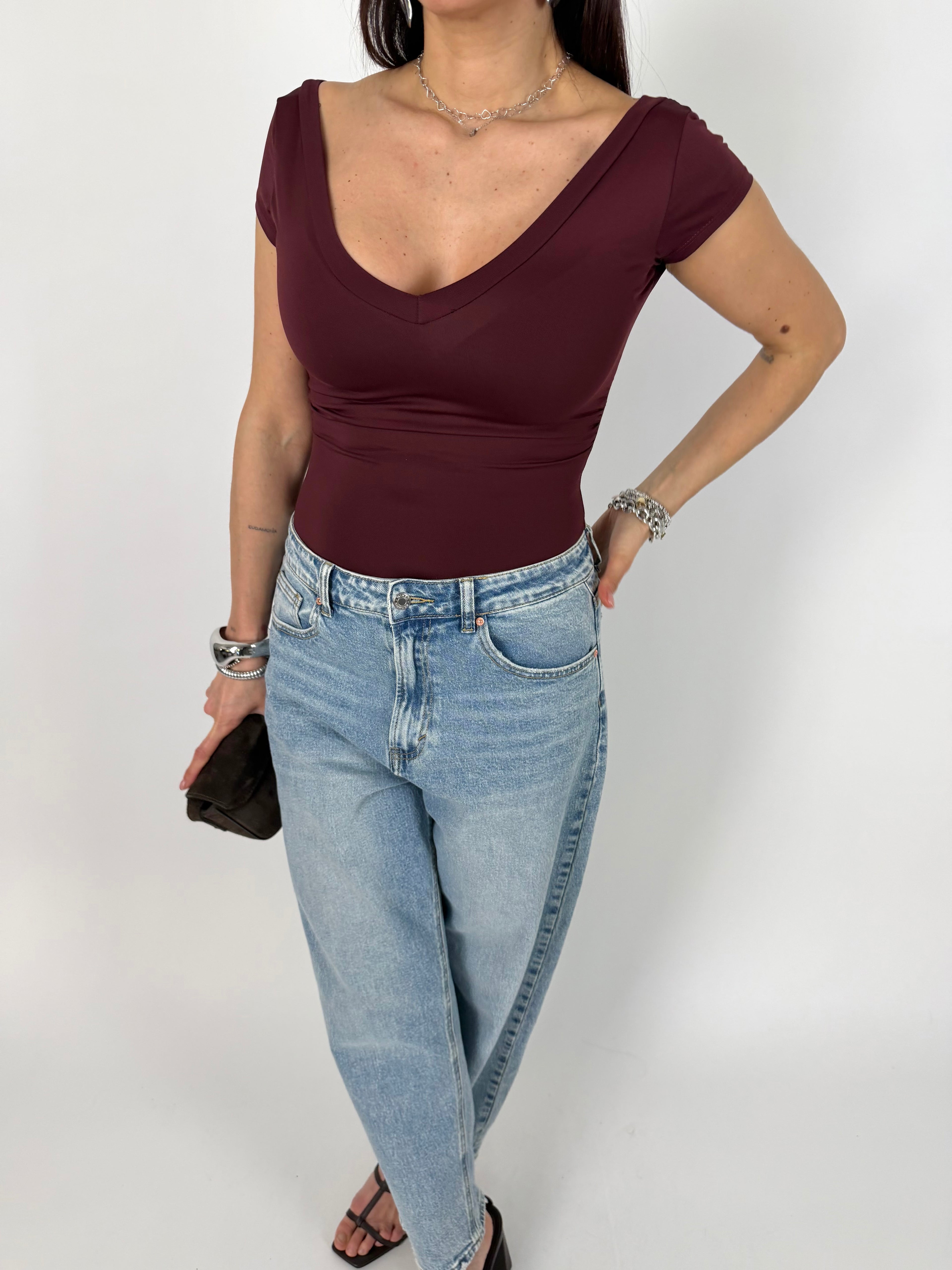 T-SHIRT DOUBLE NECK VINO