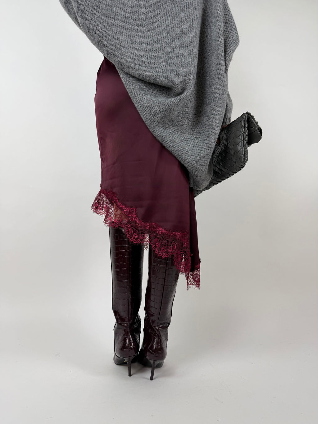 GONNA MIDI LACE BORDEAUX