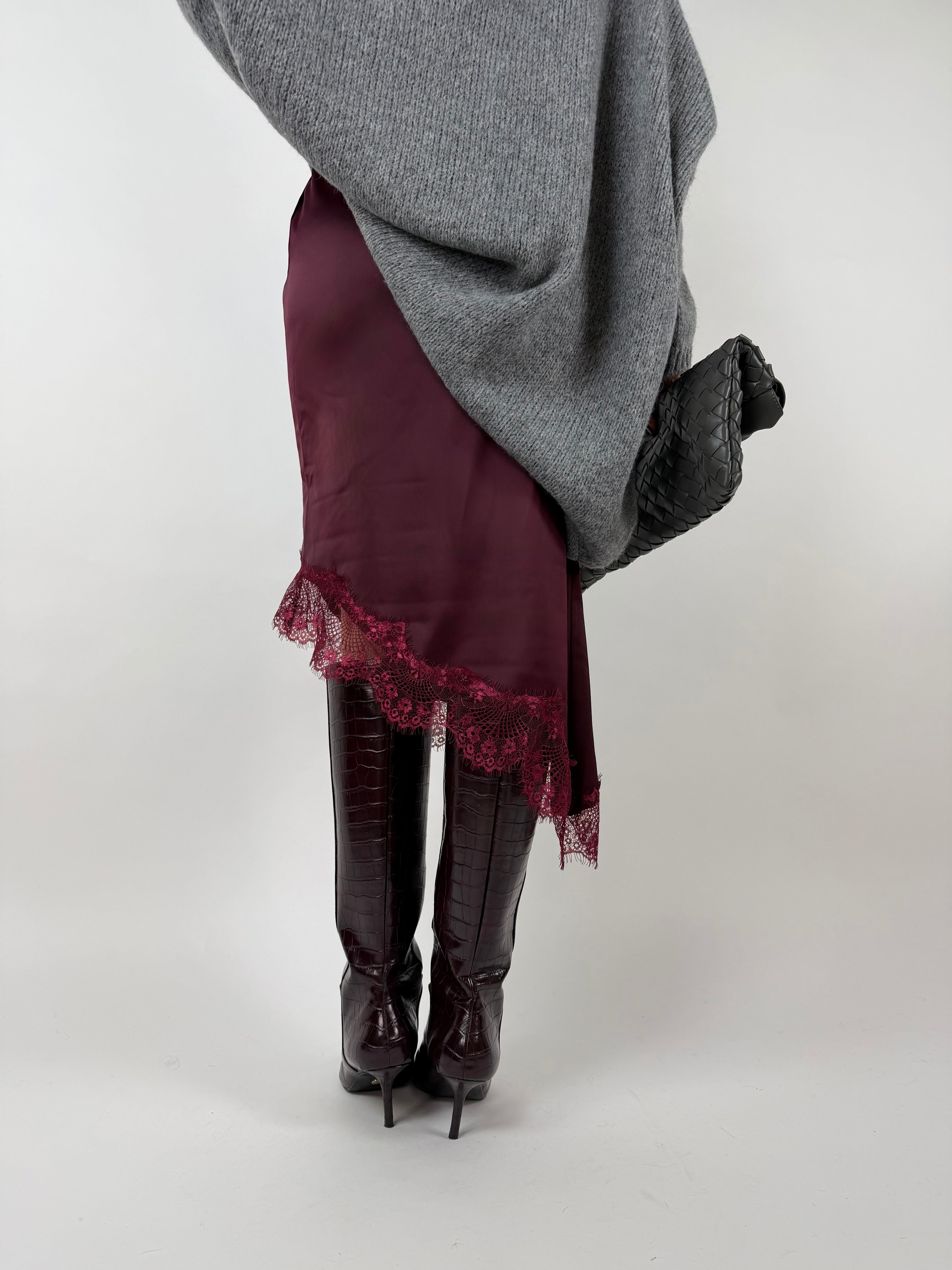 GONNA MIDI LACE BORDEAUX