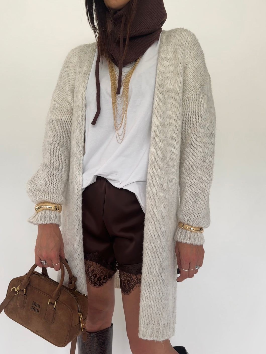 CARDIGAN LUNGO AVORIO