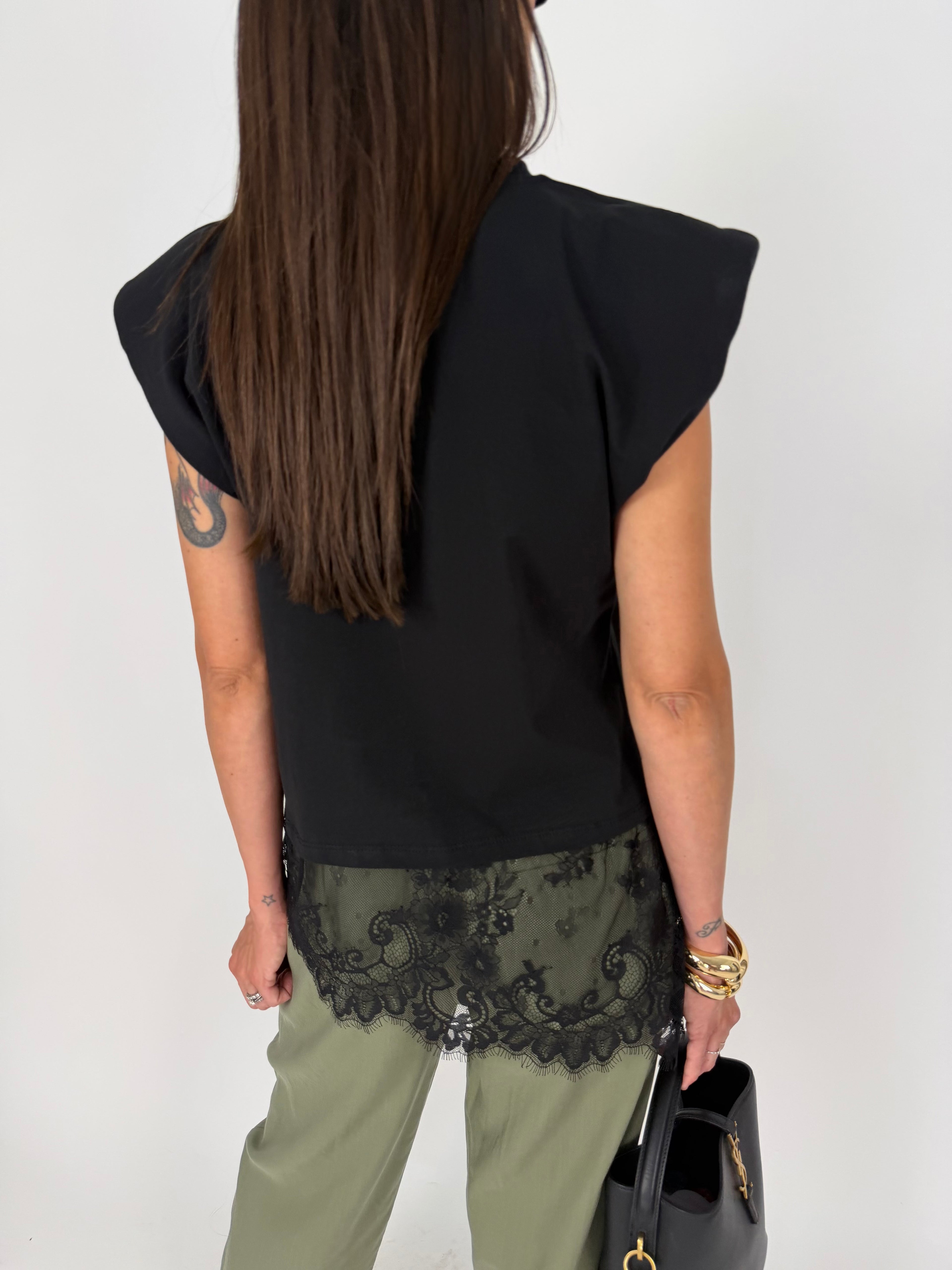 MAGLIA SHOL LACE NERA
