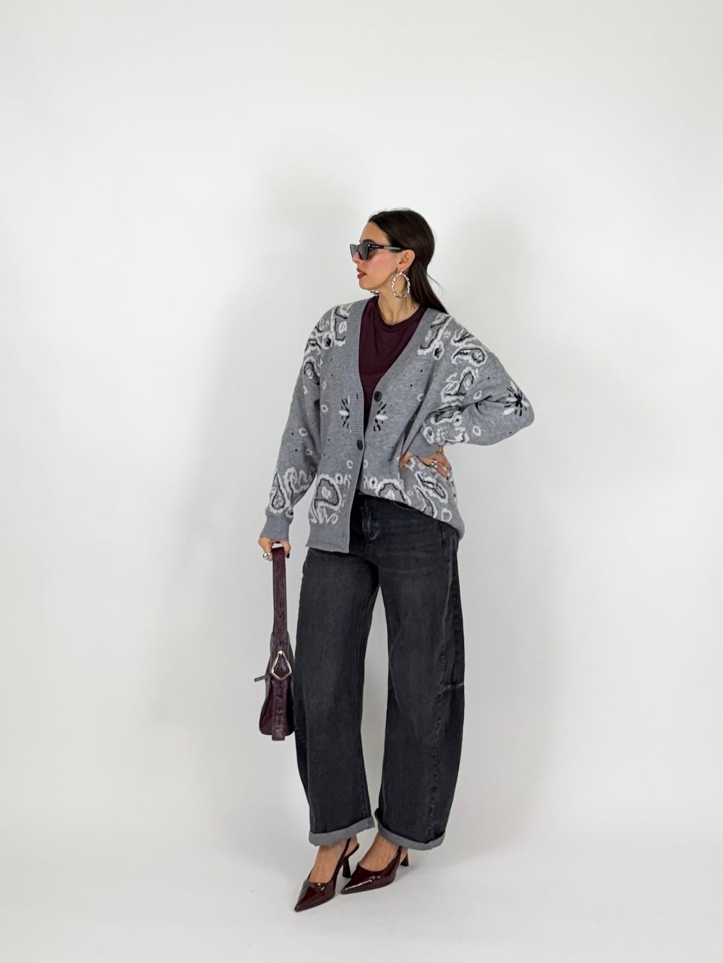 CARDIGAN BANDANA GRIGIO