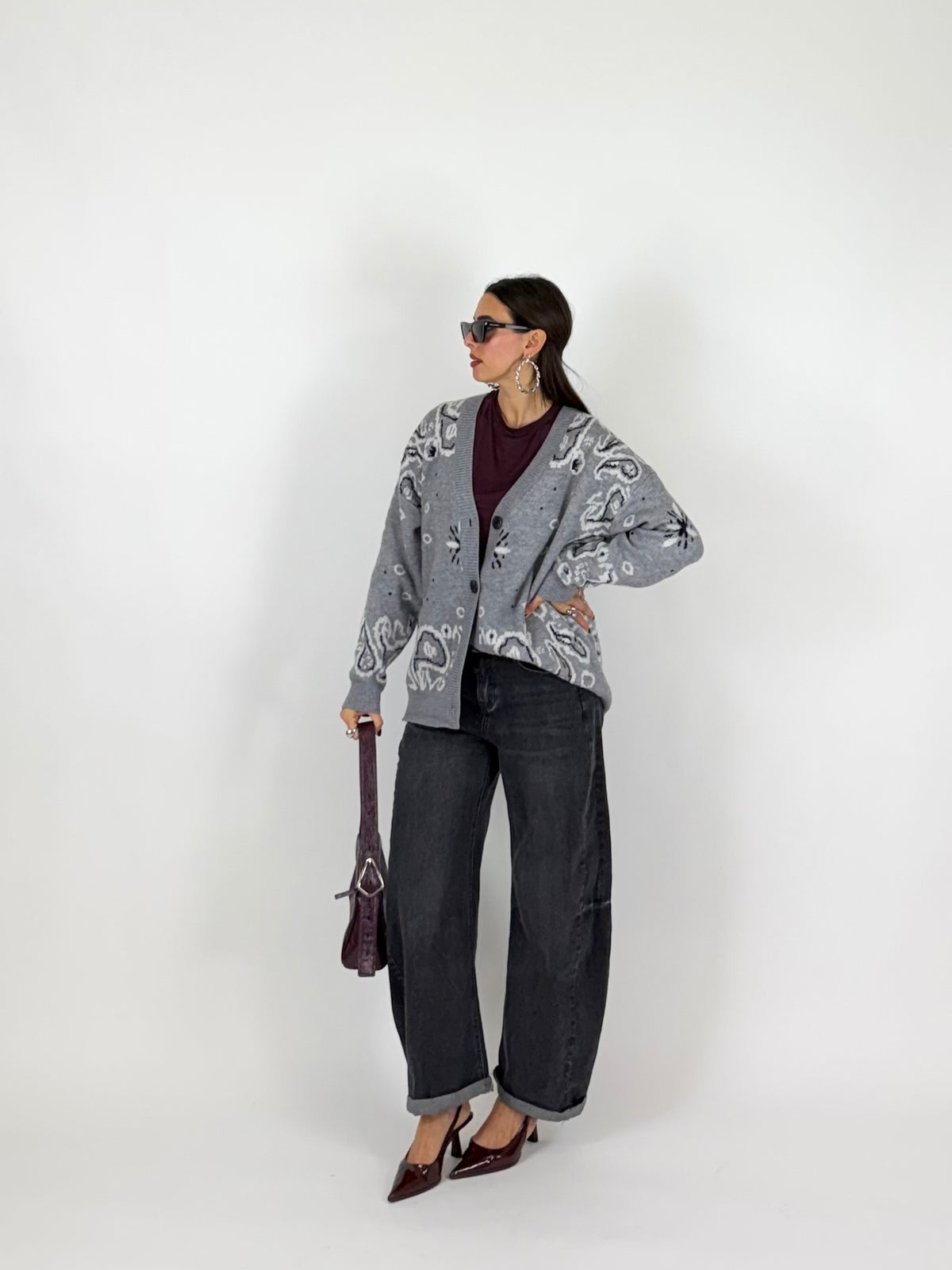 CARDIGAN BANDANA GRIGIO